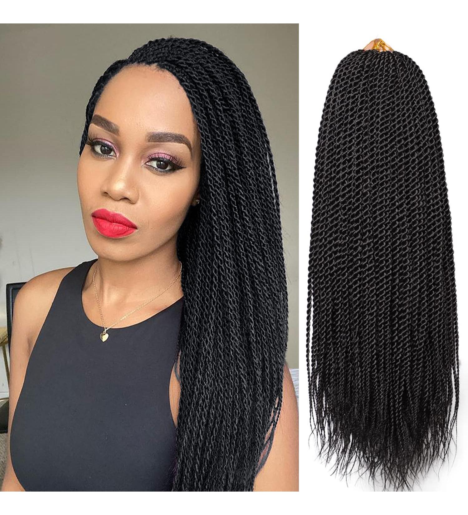 VIOLET 18 Inch Senegalese Twist Crochet Hair Pre Looped 8 Packs | 35 Strands A Pack | Crochet Braids for Black Women | Crochet Twist Hairstyles (1B) - Buy Online on GoSupps.com