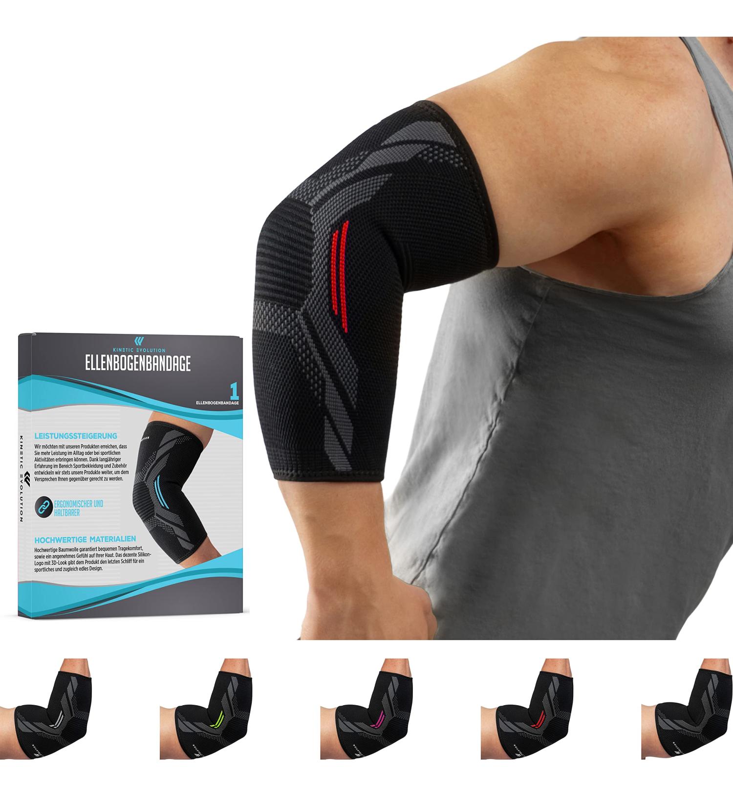 Kinetic Evolution Elbow Bandage - Sport Compression Relief for Elbow Pain | Breathable & Supportive | Ideal for Tennis Volleyball Golf & More | XL Red - Buy Online on GoSupps.com