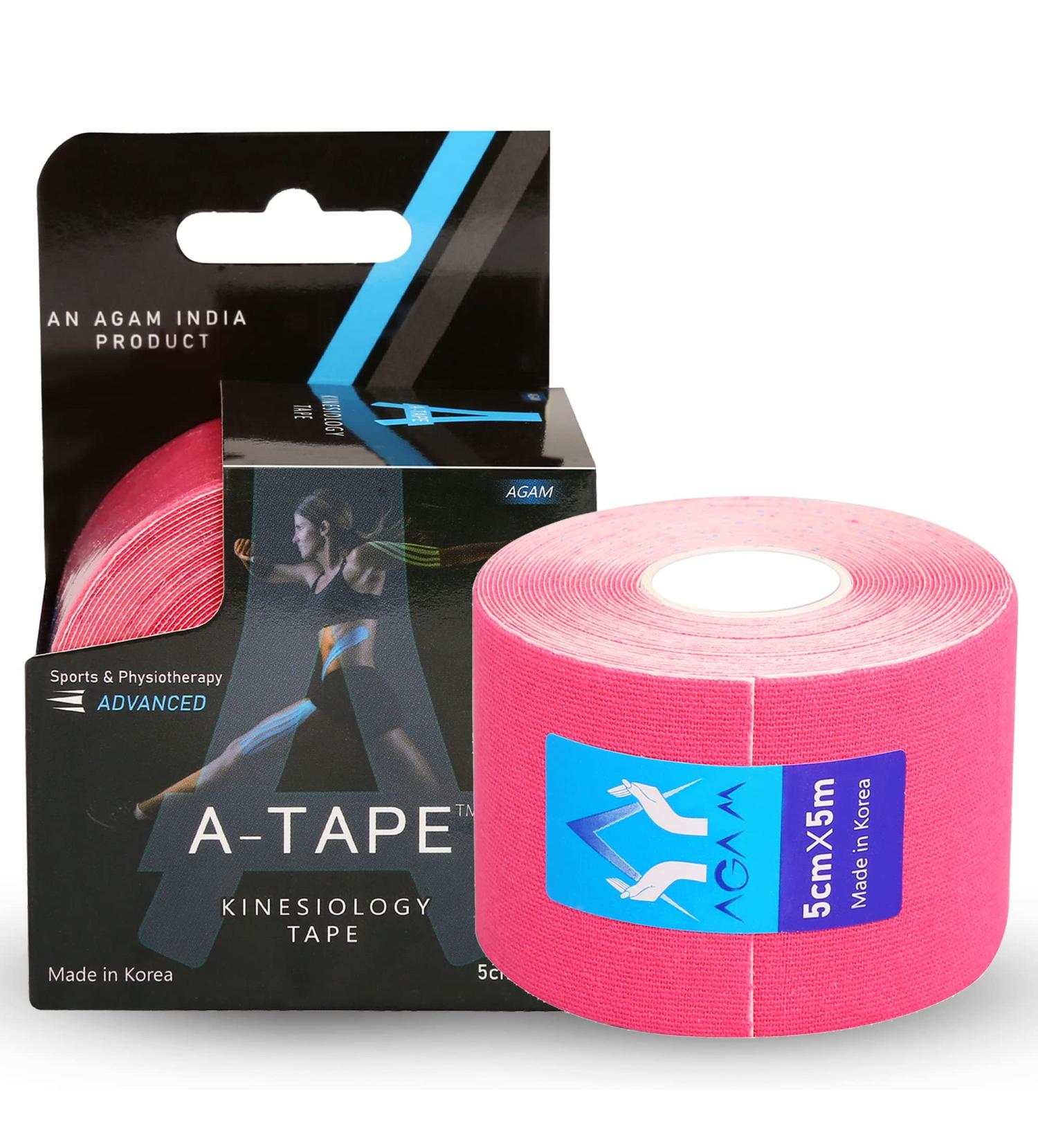 Shop Kinesiology Tape for Athletes | 16ft Water Resistant Latex Free Elastic for Knee Elbow & Shoulder Pain - Pink - Buy Online on GoSupps.com