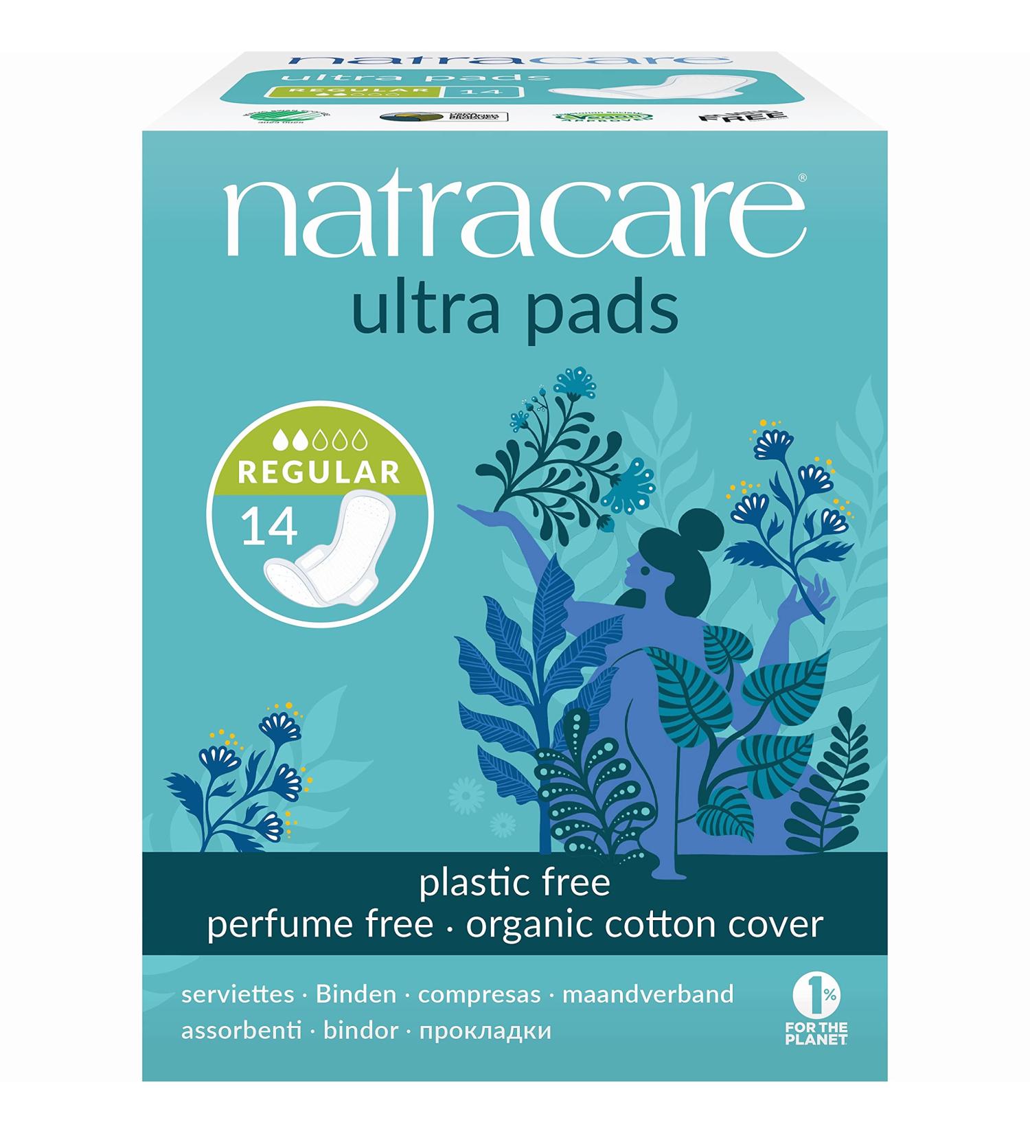Natracare Ultra Pads with Wings - Organic Cotton, Eco-Friendly, Regular Size (14 Pads) - Buy Online on GoSupps.com