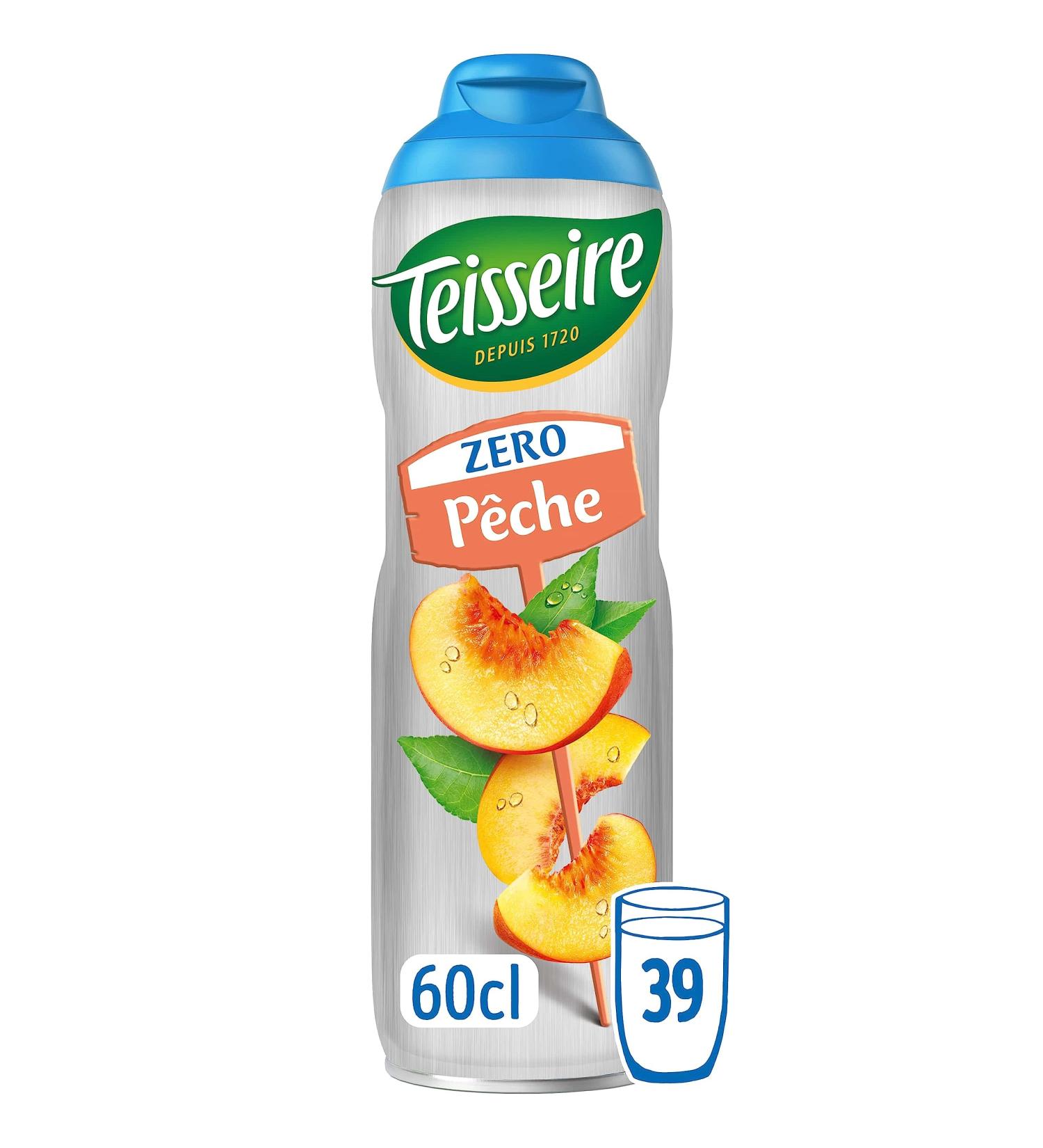 Teisseire Zero Sugar Peach Iced Tea Flavor Syrup for Refreshing Drink Cocktails Bottle 60cl - Buy Online on GoSupps.com