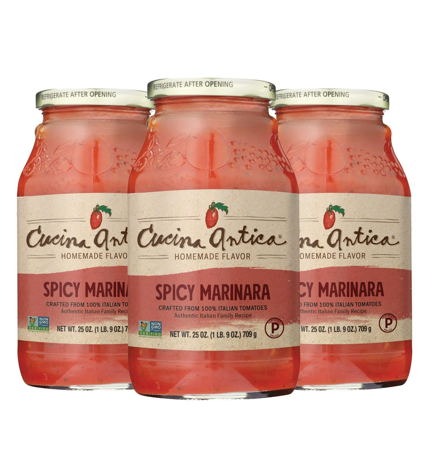 Cucina Antica Pasta Sauce Spicy Marinara 25 Ounce (Pack Of 3)