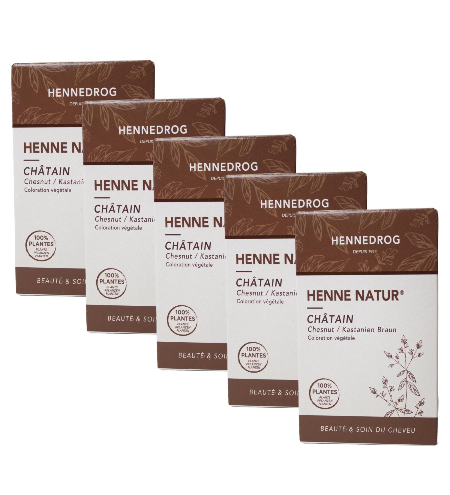 Hennedrog - Henna Chatain Ch tain 90g - Coloration V g tale Ch tain (Ch taigne) 5 x 90 g