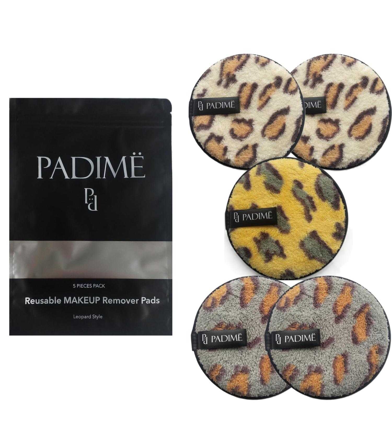 Padim Reusable Makeup Remover Pads - 5 Pack Washable Microfiber Cloths - Eco-Friendly Makeup Eraser for All Skin Types - Leopard Print - Buy Online on GoSupps.com