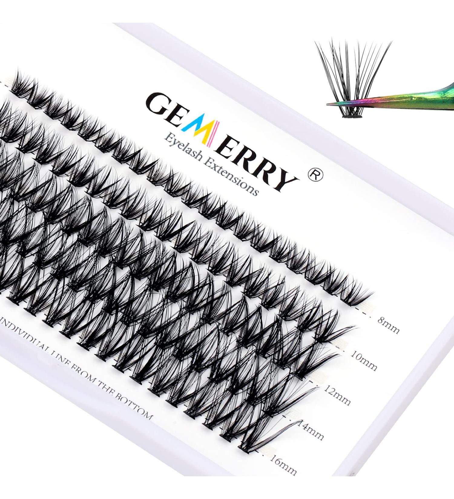 Shop Gemerry Eyelash Extensions: DIY Single Clusters 10D 20D 30D 40D - Volume Lifting for Home Use - 8-14 Mix 0.07D Curl - Buy Online on GoSupps.com