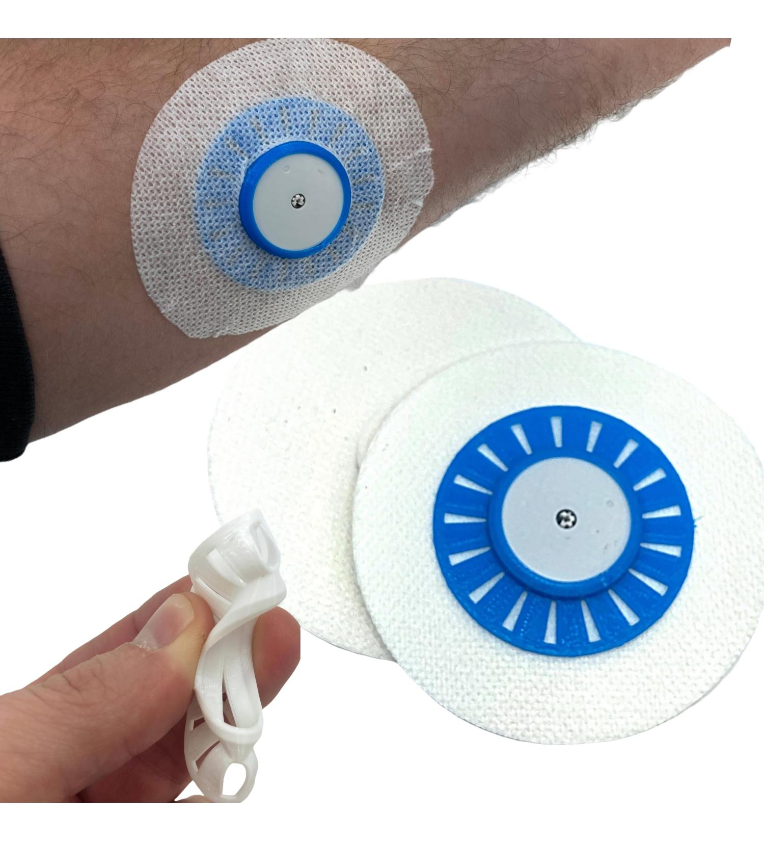 Libre Grip Shield by Deck My Diabetes - Reusable & Flexible One-Handed Patch Application for Active Freestyle Libre Users - Includes 2 Sky Blue Patches - Buy Online on GoSupps.com