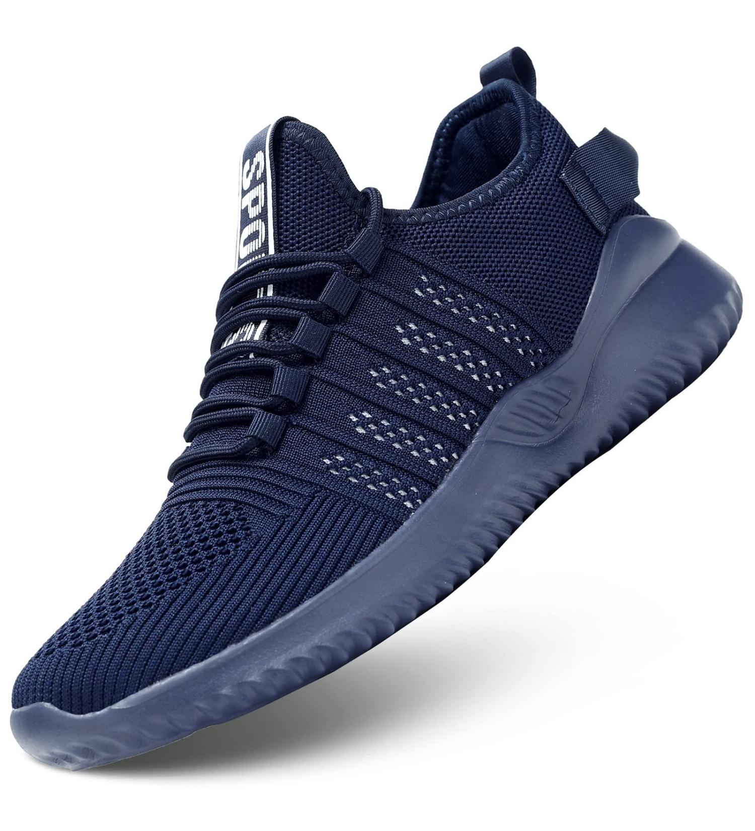 Mevlzz Men's Slip On Walking Shoes - Lightweight Breathable Non Slip Running Sneakers in Navy Blue - Buy Online on GoSupps.com