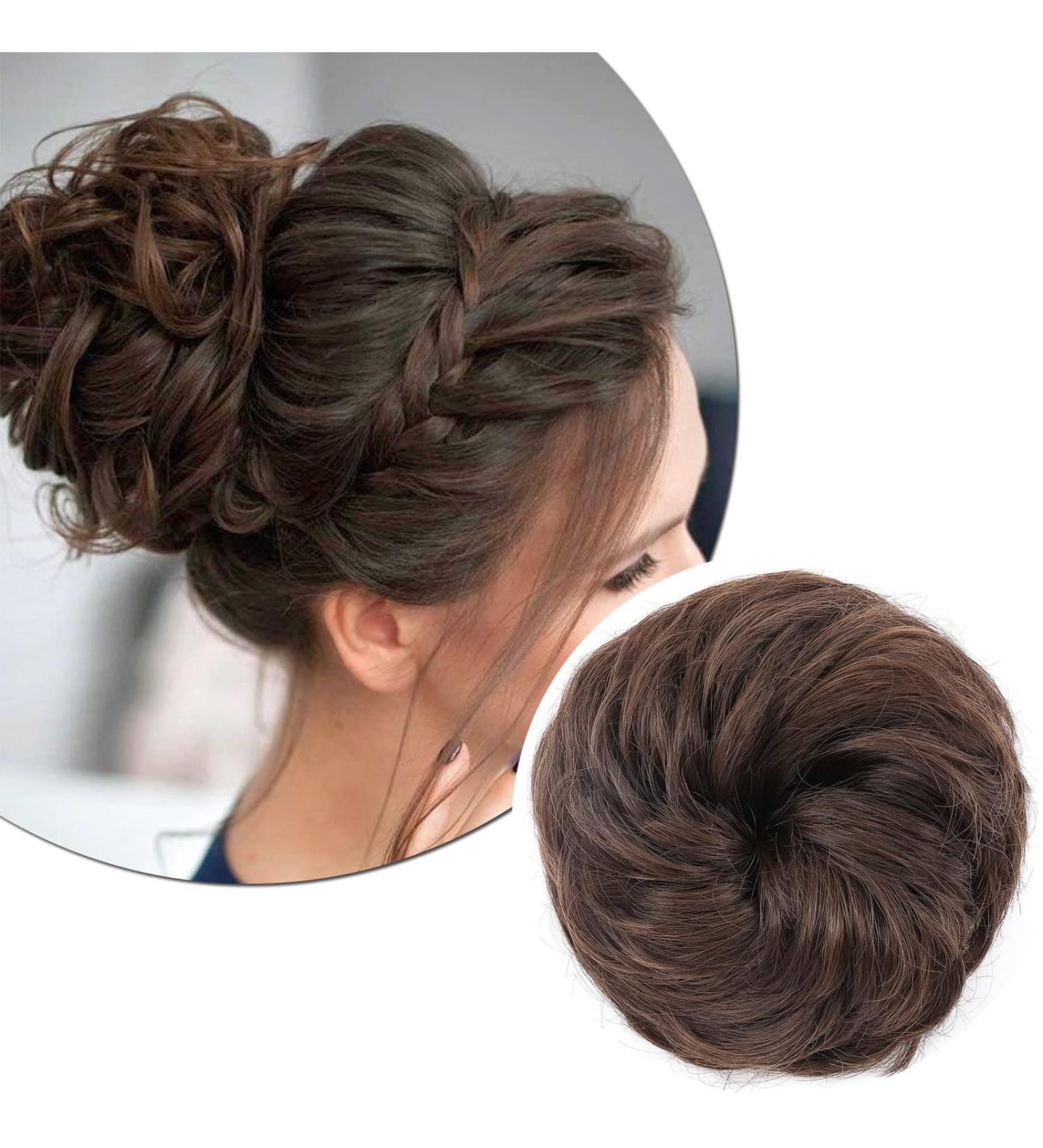 Scrunchie Hair Bun Extension Updo Hairpiece in Dark Brown & Auburn - 45g - Buy Online on GoSupps.com