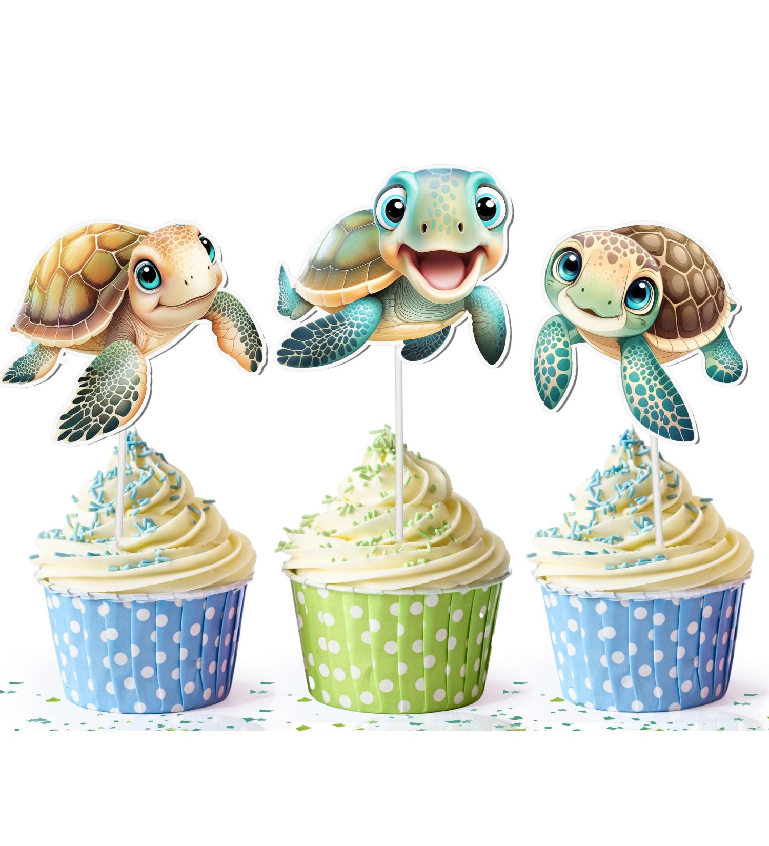 10 PCS Party Sea Turtles Cupcake Toppers - Add a Splash of Ocean Magic to Your Treats! Sea Turtles 1 - Buy Online on GoSupps.com