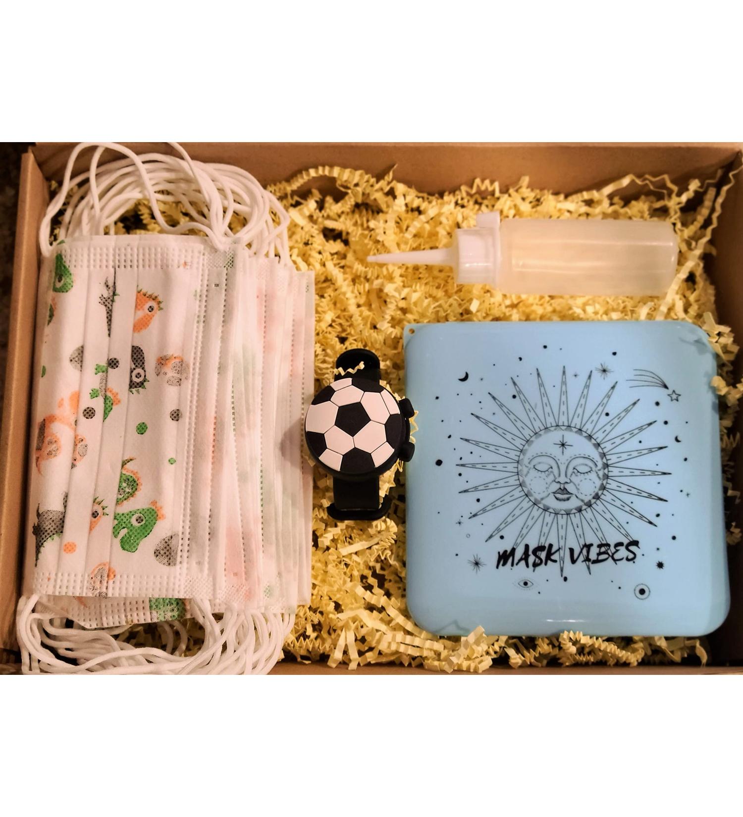 Health Kit for Kids - Back to School Essentials | Disposable Masks Mask Holder & Wristband Sanitizer (Soccer Theme - Buy Online on GoSupps.com