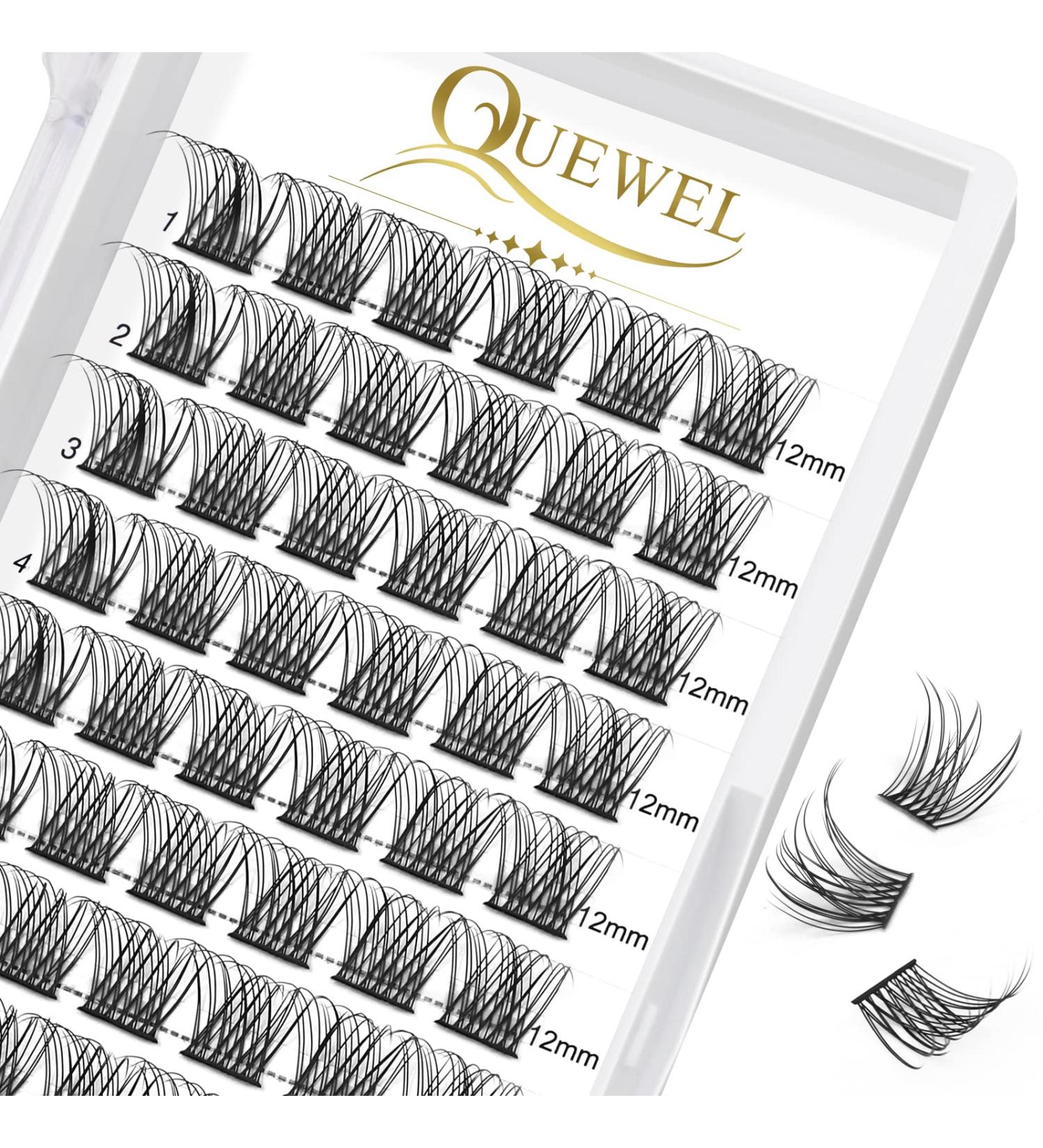 Buy Individual Eyelash Clusters - Natural D Curl 12mm Segments for DIY Extensions | Quewel Eyelashes - Buy Online on GoSupps.com
