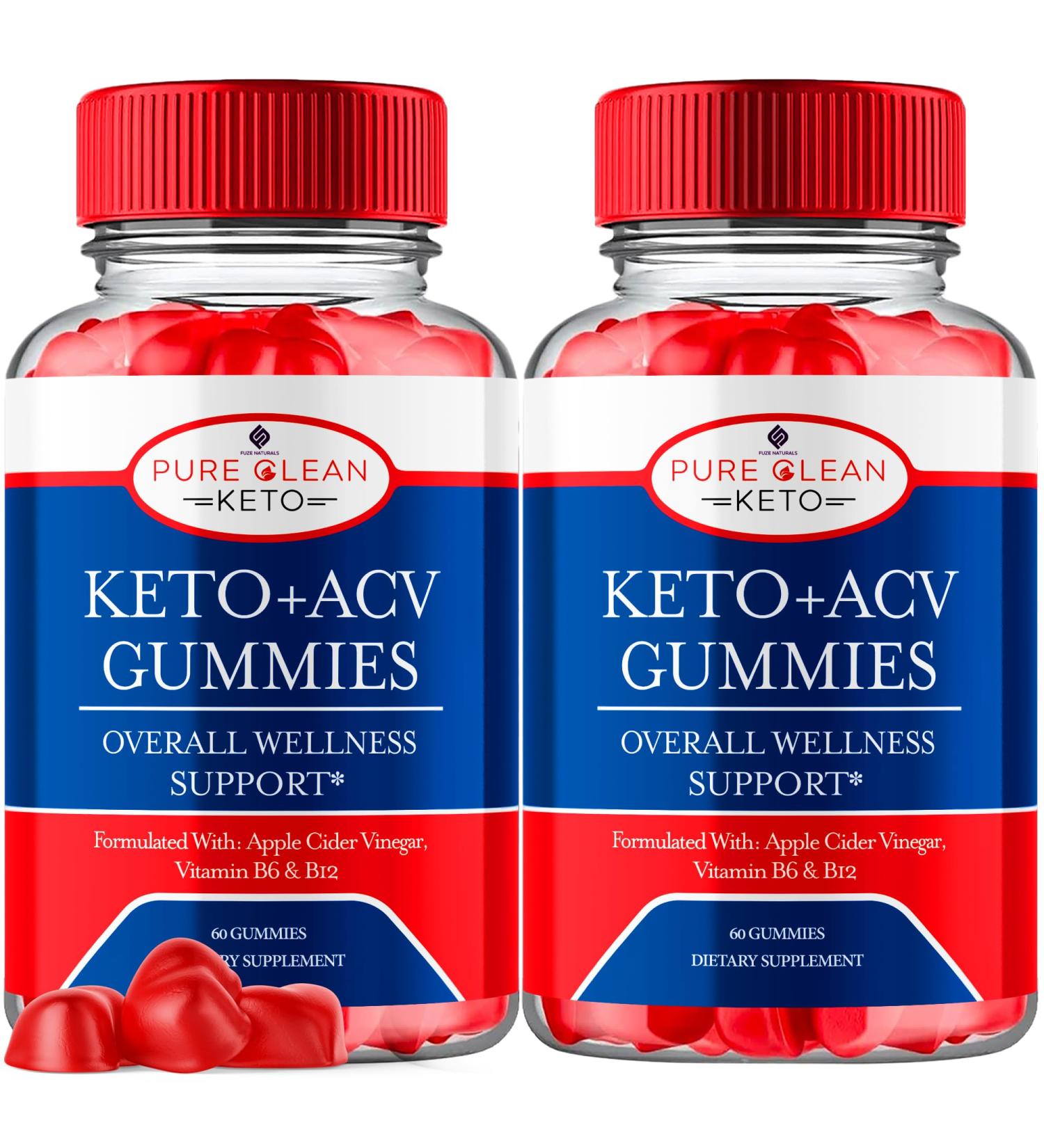 Buy 2 Pack Pure Clean Keto ACV Gummies - Apple Cider Vinegar Supplement with Folate & B12 - 1000MG Wellness Support (120 Gummies - Buy Online on GoSupps.com