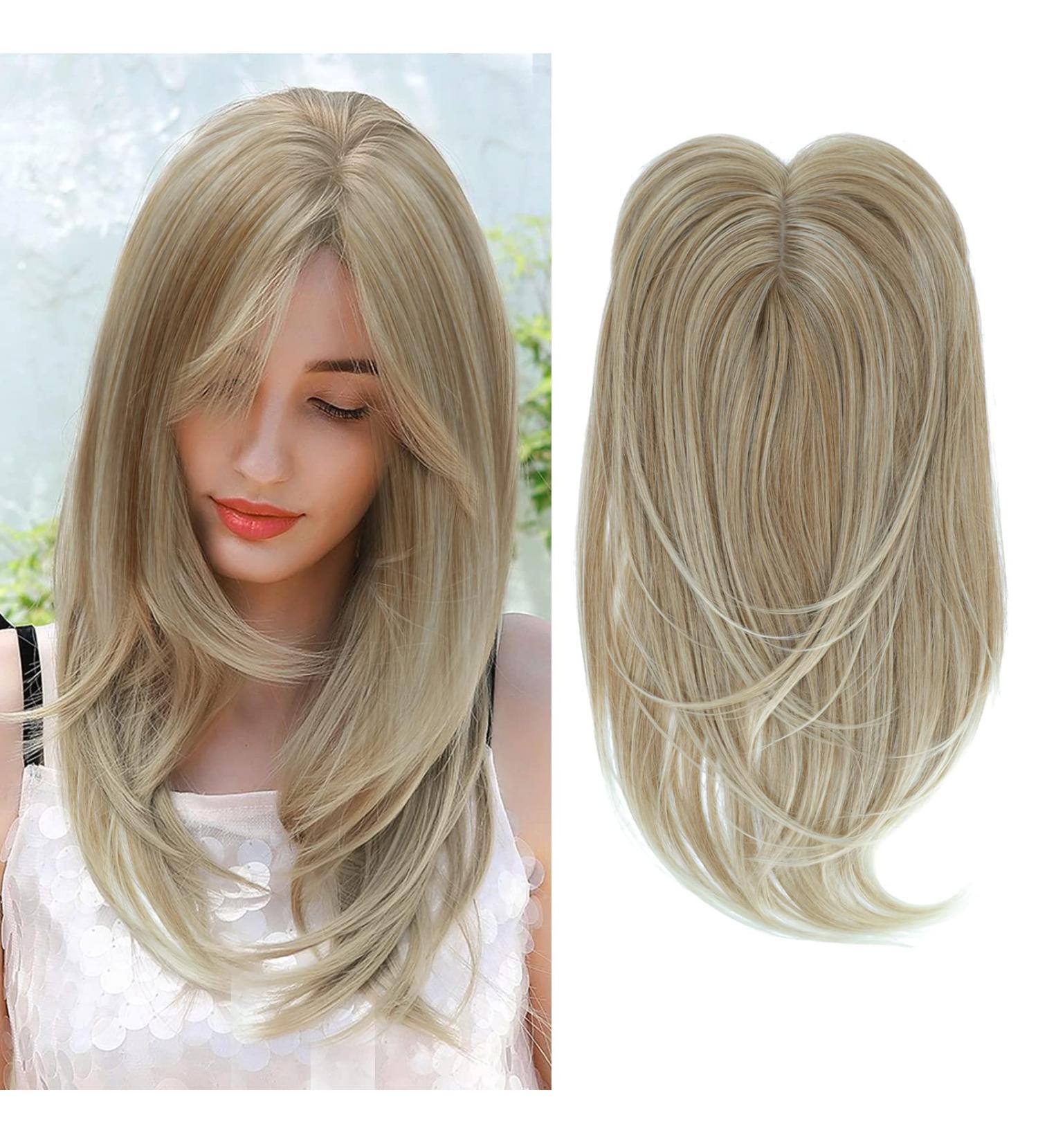 14 Inch Blonde Hair Topper for Women | Big Base Hair Piece for Thinning Hair | Soft Extensions Fringe Clip In | Hair Loss Solution - Buy Online on GoSupps.com
