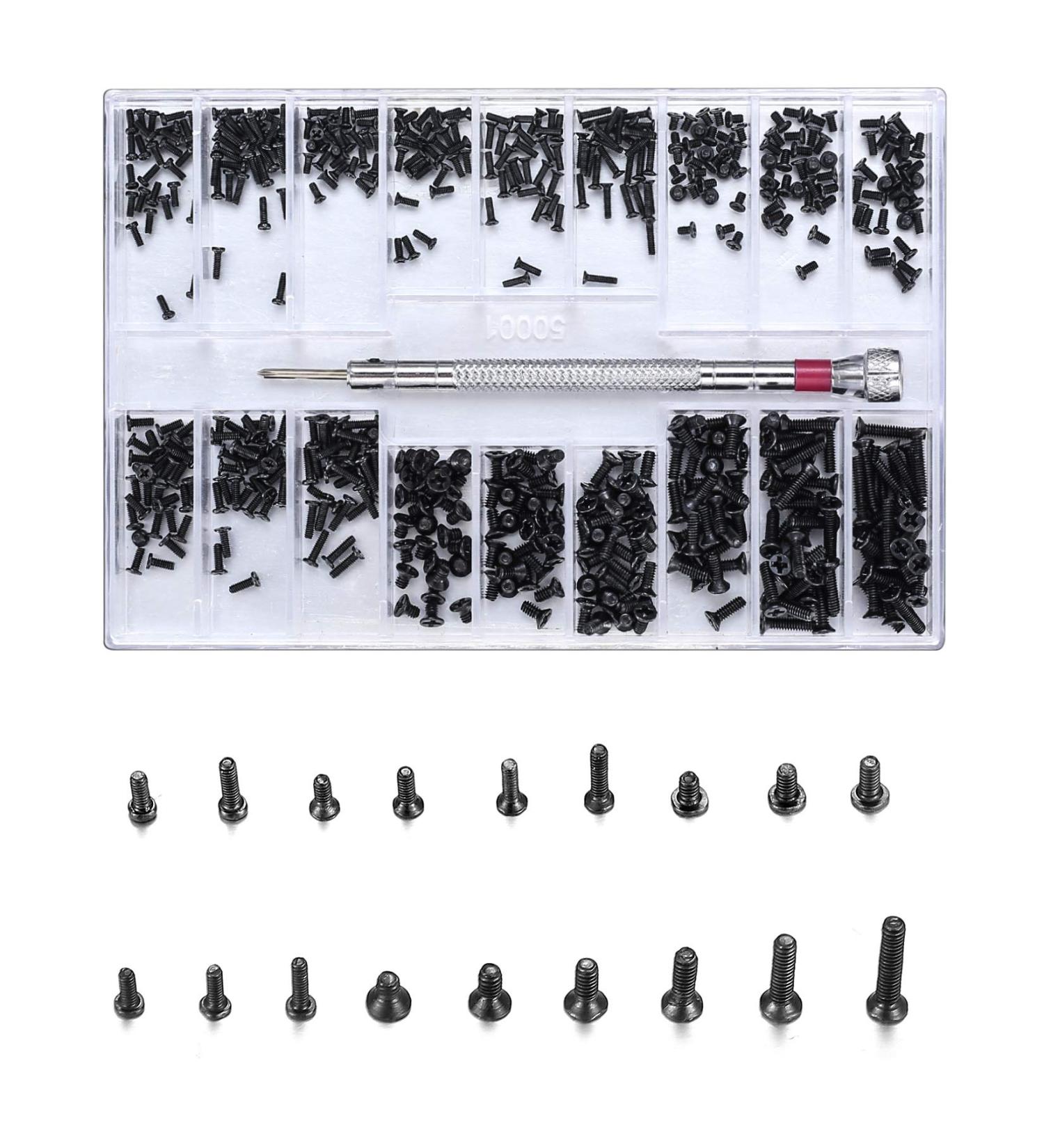 VWOQIY 500 STK Micro Repair Screws - Tiny Carbon Steel Mini Screws for Electronics Glasses Laptops Jewelry & Watch Repair with Screwdriver - Buy Online on GoSupps.com
