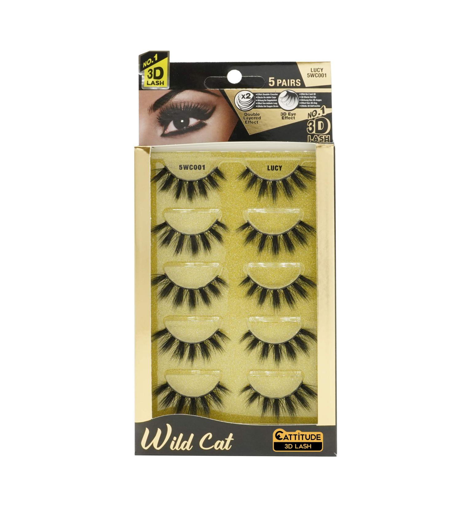 EBIN NEW YORK Cattitude 3D Lash 5 Pair - Wild Cat | Super Soft Fibers for Seamless & Natural Look | Reusable Wild Cat - Lucy - Buy Online on GoSupps.com