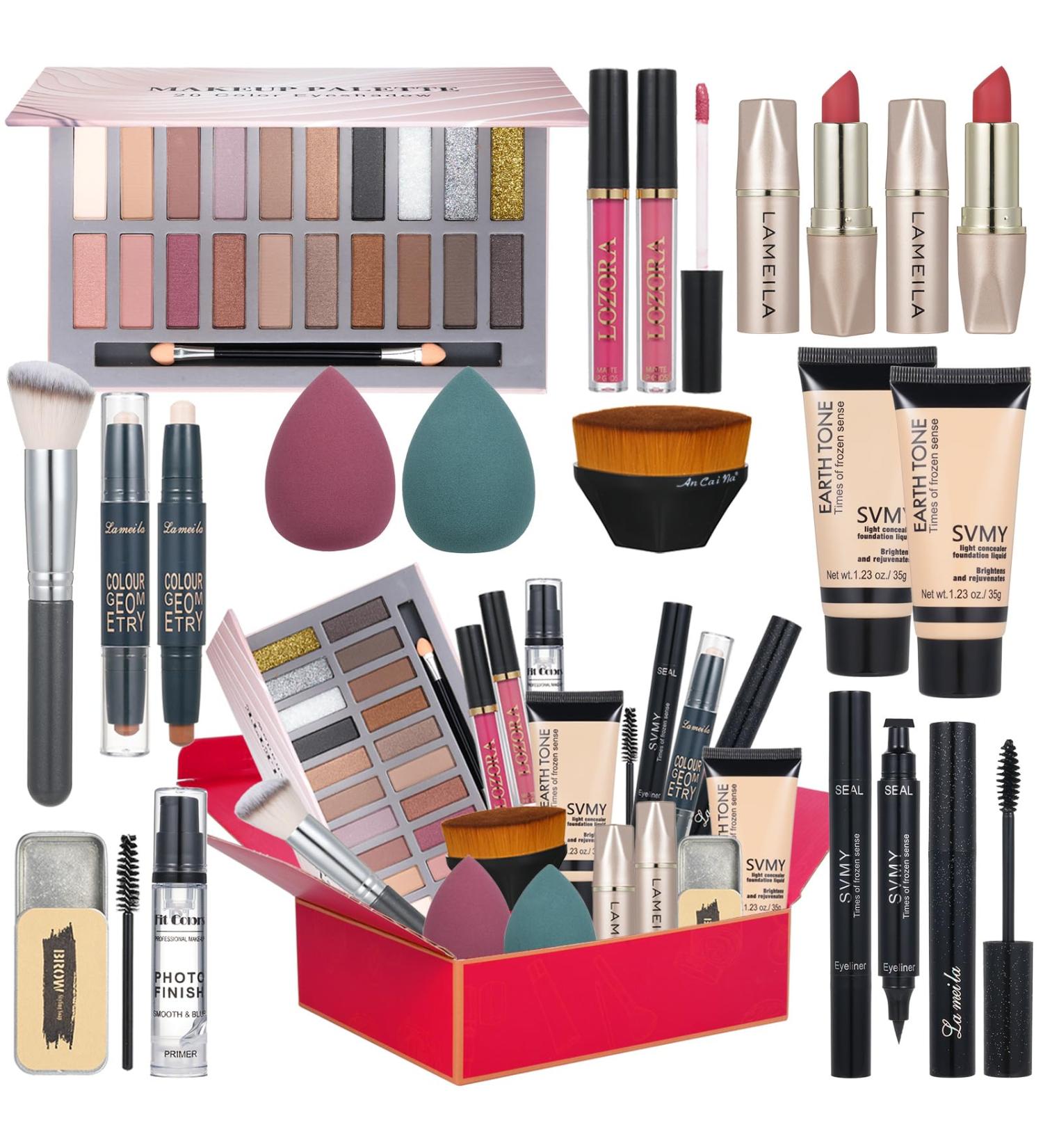 All-in-One Makeup Kit for Women - 20 Color Eyeshadow Palette Foundation Brushes & More - Perfect Gift for Girls & Teens - Buy Online on GoSupps.com