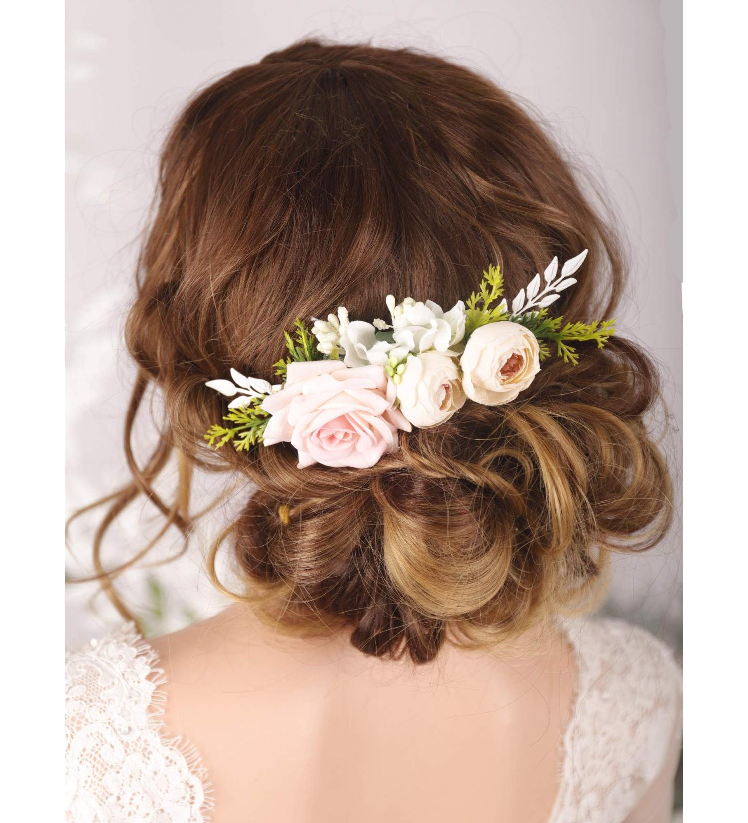 Kercisbeauty Floral Bridal Boho White Hair Comb - Wedding Hair Piece for Prom, Halloween, and Festivals - Buy Online on GoSupps.com