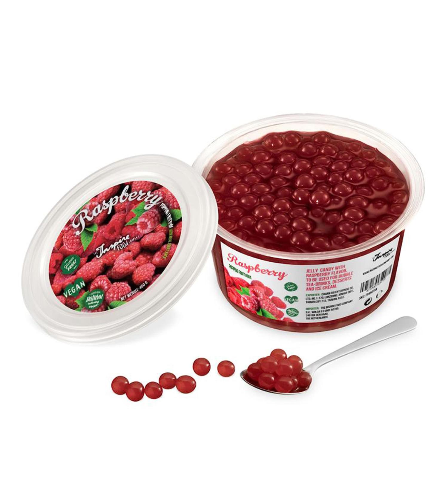 Inspire Food Bubble Tea Pearls - Raspberry Popping Boba Vegan & Gluten-Free 450g Pack - No Artificial Dyes - Buy Online on GoSupps.com