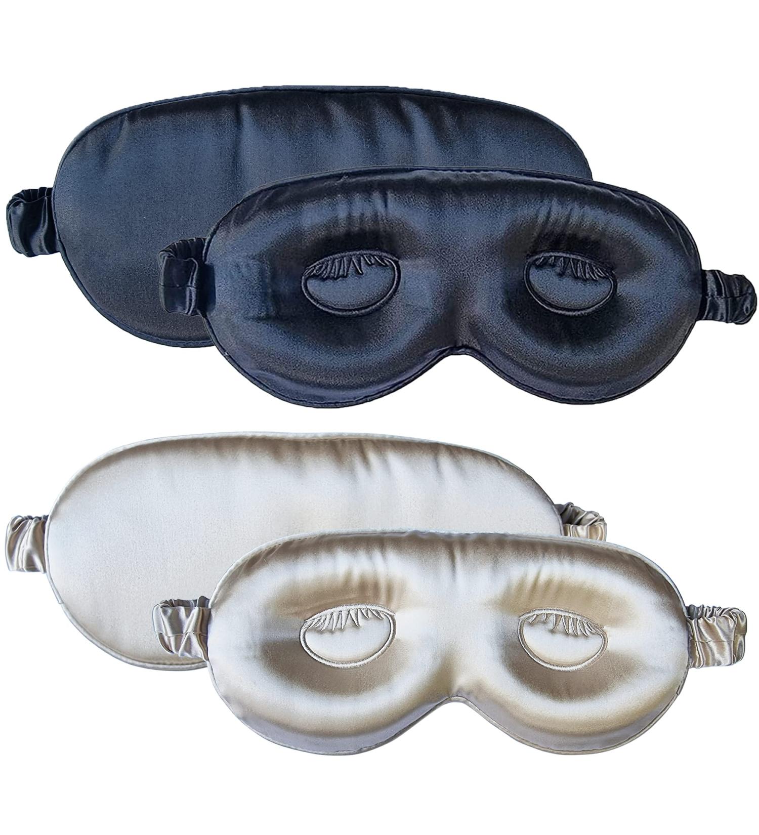 MATASSE Silk Eye Mask - 3D Contoured Eye Cover for Sleeping - Silk Strap, No Wrinkles - Black & Champagne - Buy Online on GoSupps.com