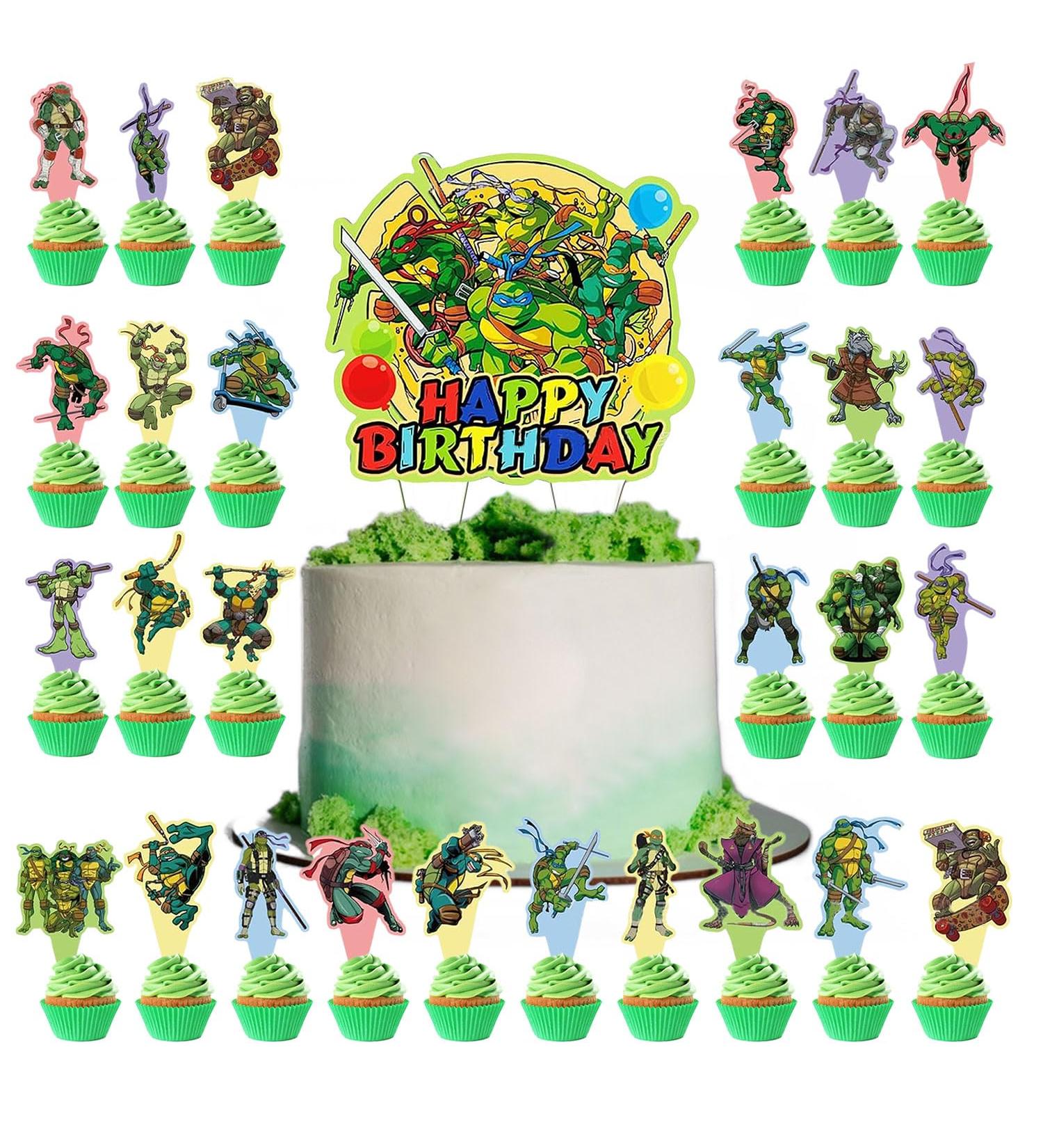 28Pcs Ninj Birthday Party Decorations Happy Birthday Party Supplies Includes Cupcake Toppers and Cake Topper Set Ninj Theme Birthday Party Supplies for Kids Birthday Cake Decorations - Buy Online on GoSupps.com