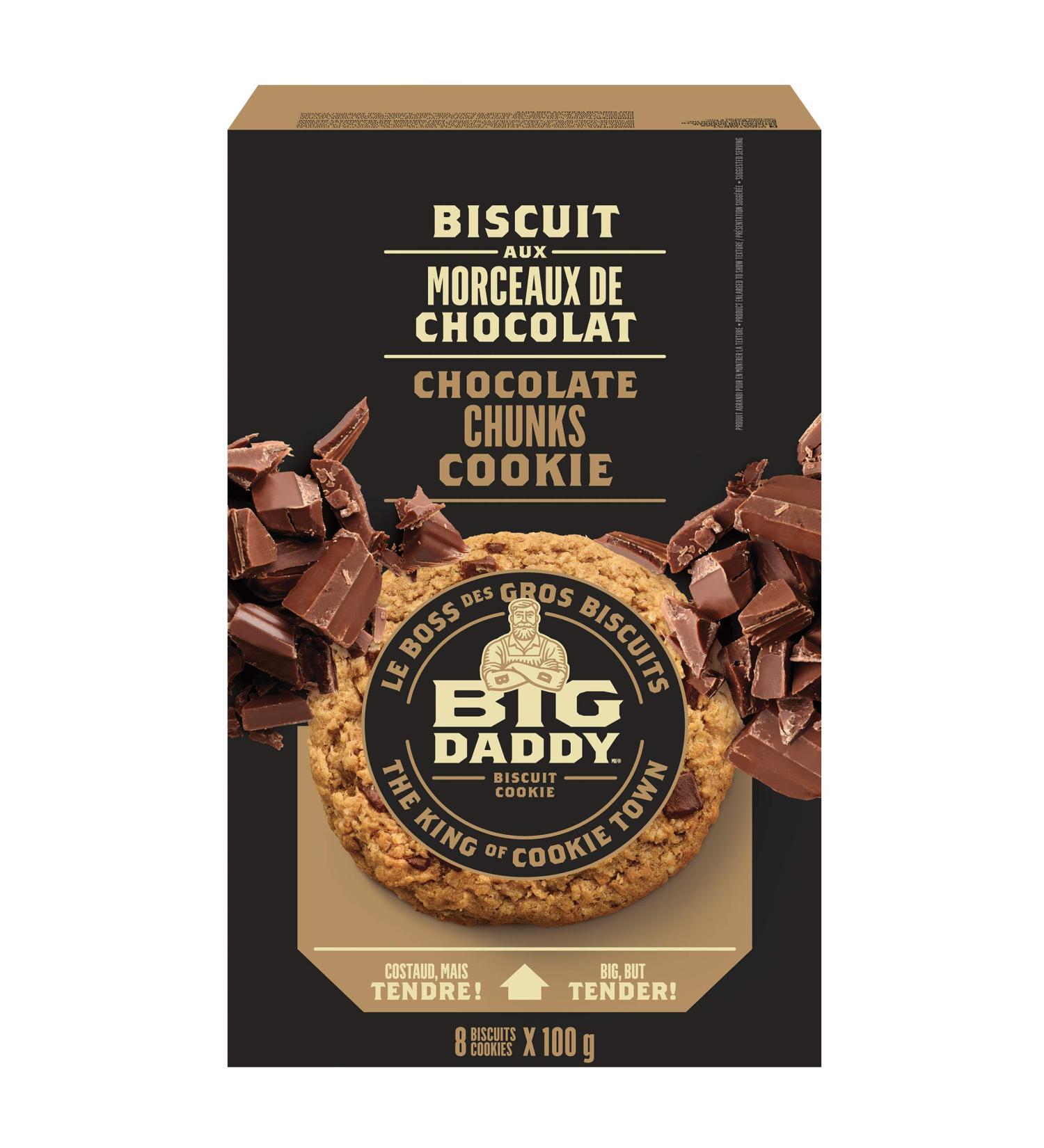 Big Daddy Chocolate Chunks Cookies Soft & Tender Home-Baked Style Gourmet Cookies Contains 8 Cookies (Individually Wrapped) 800g Chocolate Chunk Cookies - Buy Online on GoSupps.com