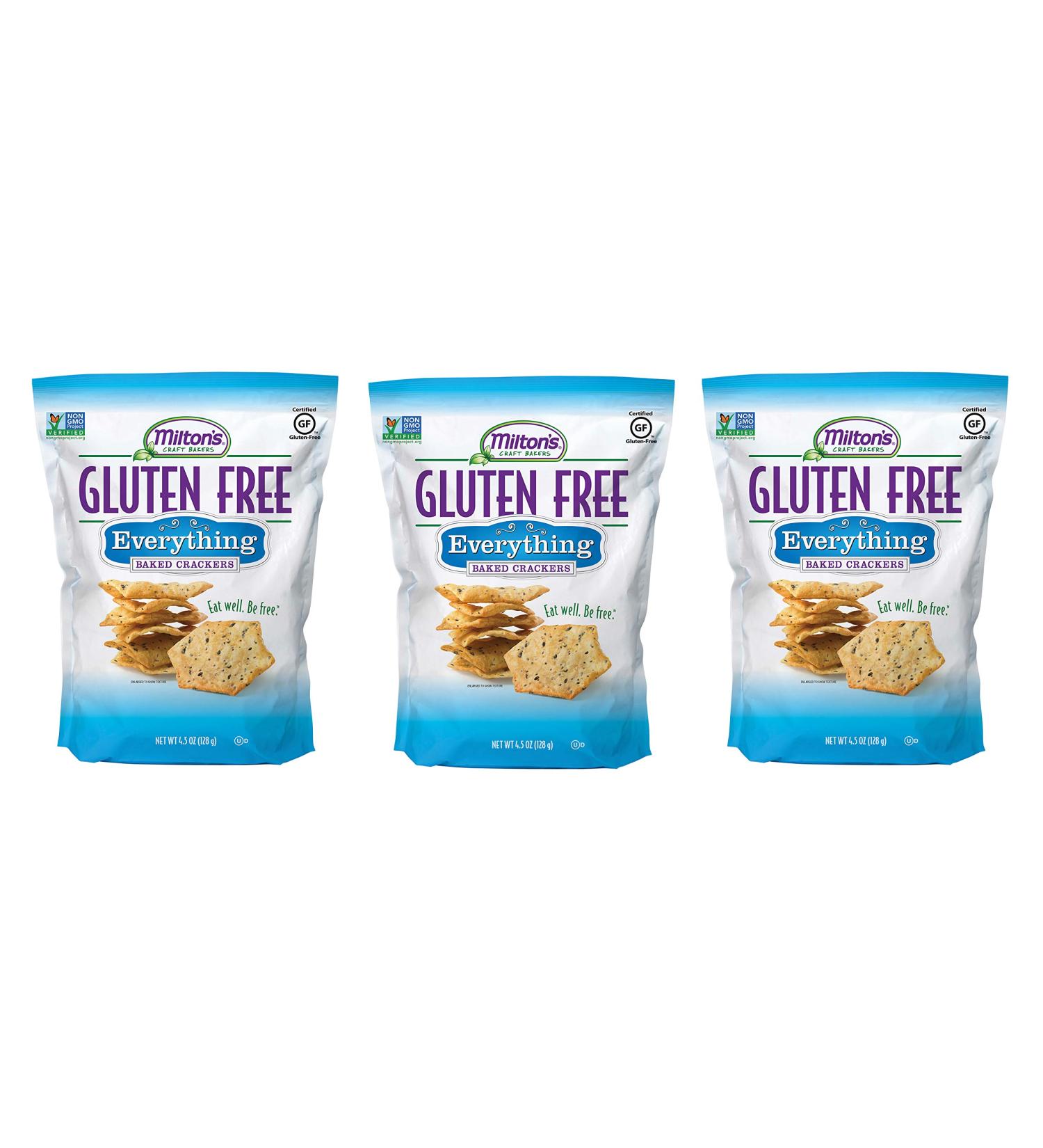 Miltons Gluten Free Everything Bagel Crackers - 3 Pack, 4.5 oz Each - Buy Online on GoSupps.com