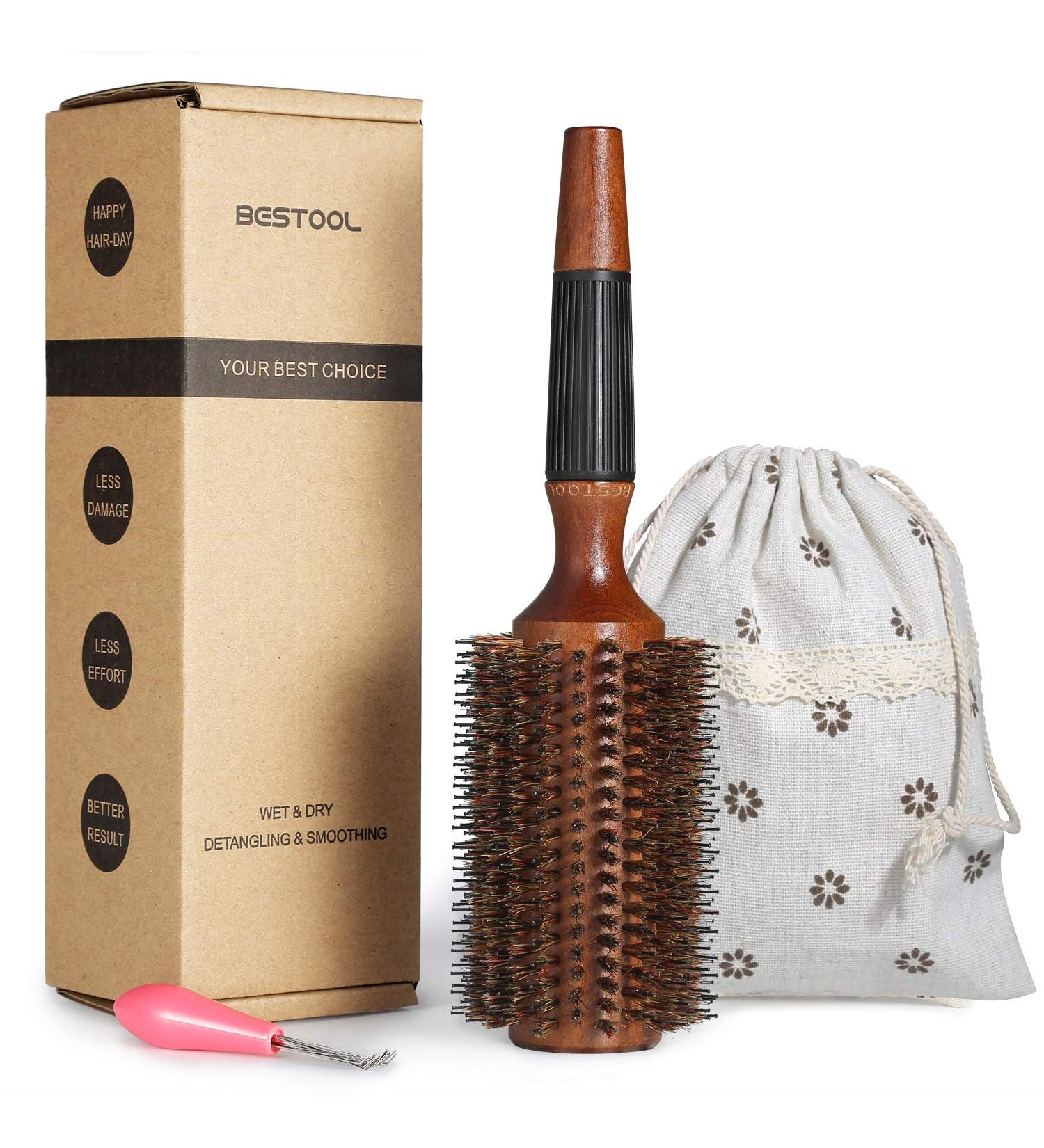 Bestool Boar Bristle Round Hair Brush for Quick Blowout - 2.8 Inch - Pack of 3 - Add Shine and Volume - Minimize Damage - For Women and Men - Buy Online on GoSupps.com
