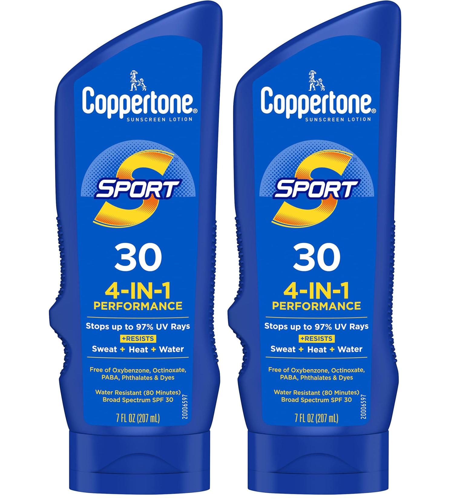 Coppertone SPORT Sunscreen SPF 30 Lotion Water Resistant Sunscreen Body Sunscreen Lotion 7 Fl Oz (Pack of 2) - Buy Online on GoSupps.com