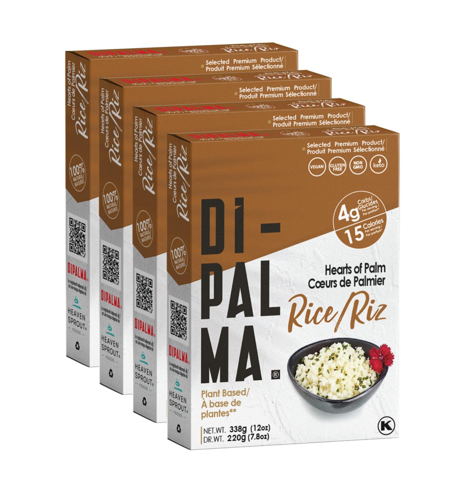 DiPalma - Low Carb Gluten Free Hearts of Palm Rice Style | 4g of Carbs | 4 Unit Pouch per Pack (4-Pack) - Buy Online on GoSupps.com