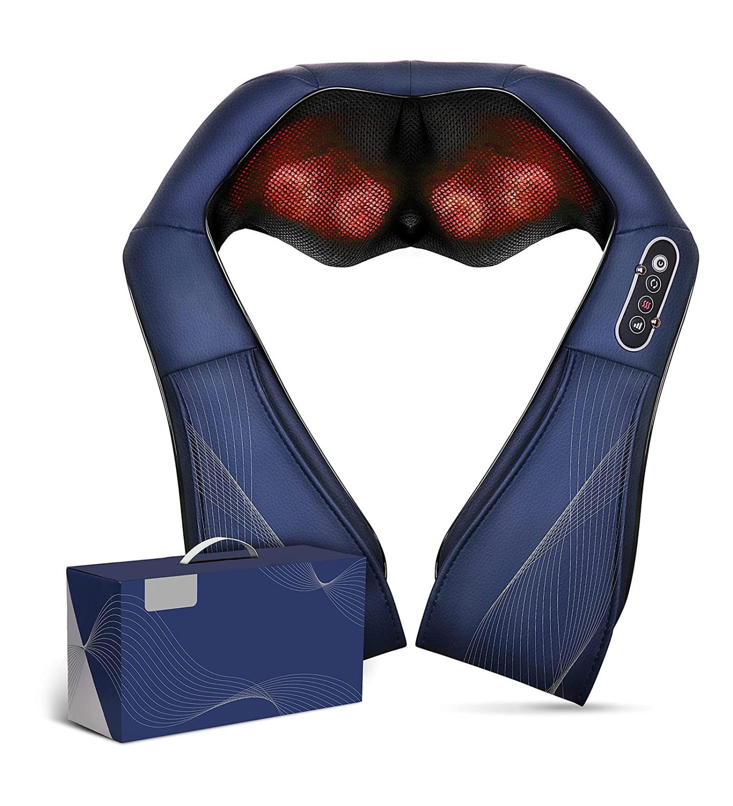 Shiatsu Neck Shoulder Massager with Soothing Heat | 3 Intensity Levels | Electric Back Massager for Muscle Pain Relief | Christmas Gift (Blue) - Buy Online on GoSupps.com