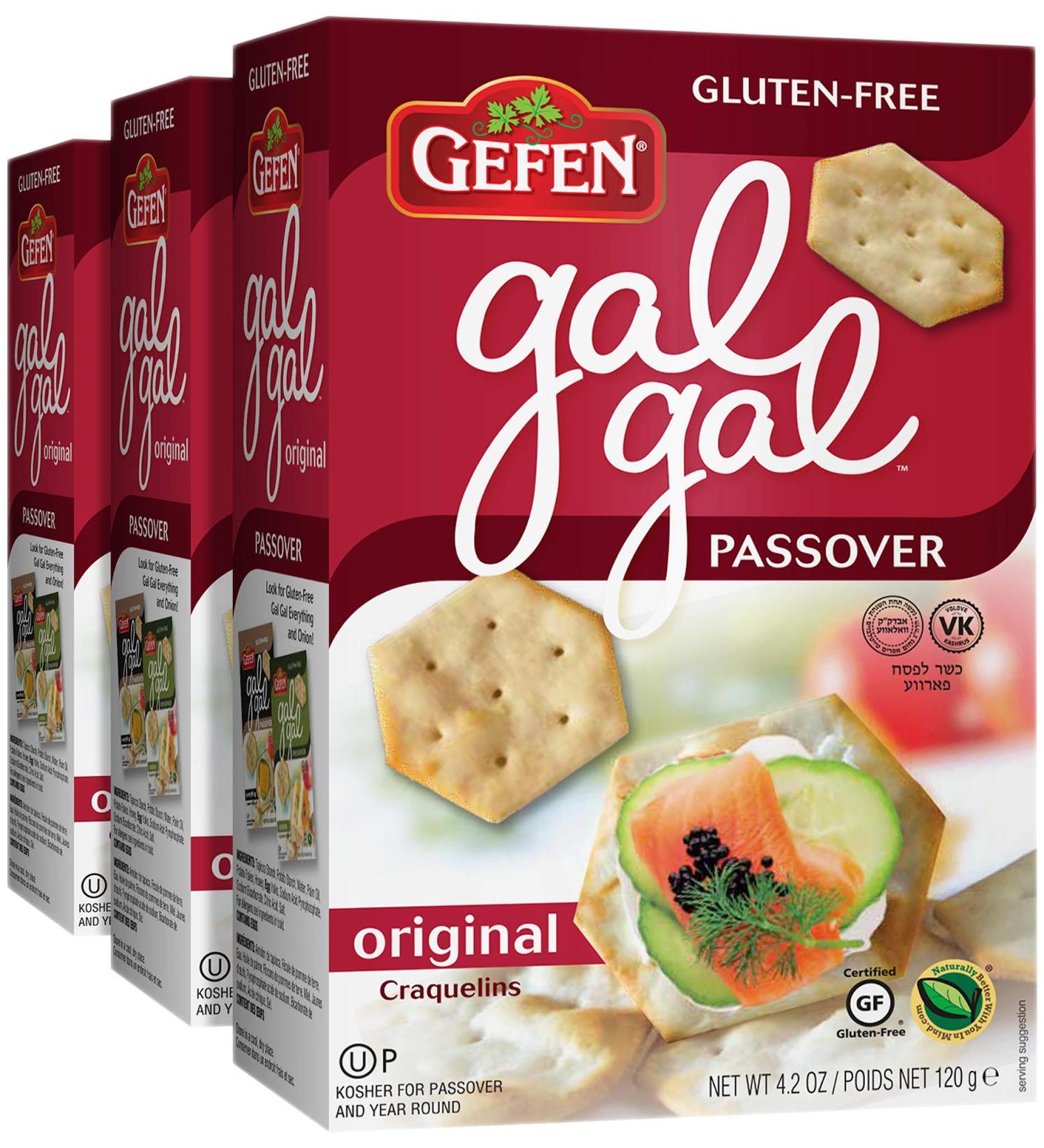 Gefen Gluten Free Original Gal Gal Crackers 4.2oz (3 Pack) - Low Fat, Zero Sugar, All Natural, Kosher for Passover - Buy Online on GoSupps.com
