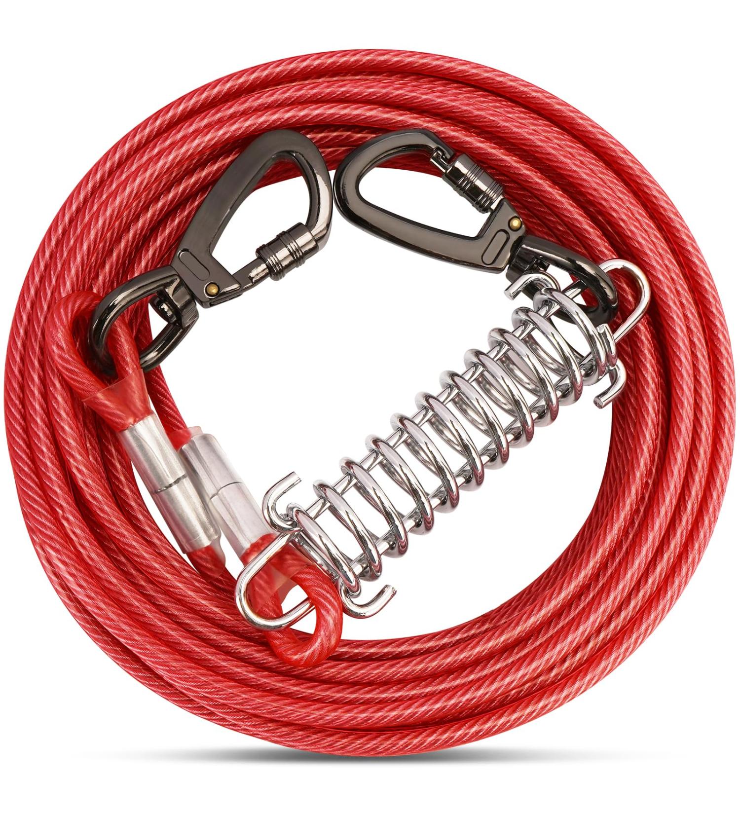 Buy Tie Out Leashes for Dogs - Shock Absorbing Spring 3-15m Yard Leash (Red 9M) - Durable & Safe - Buy Online on GoSupps.com