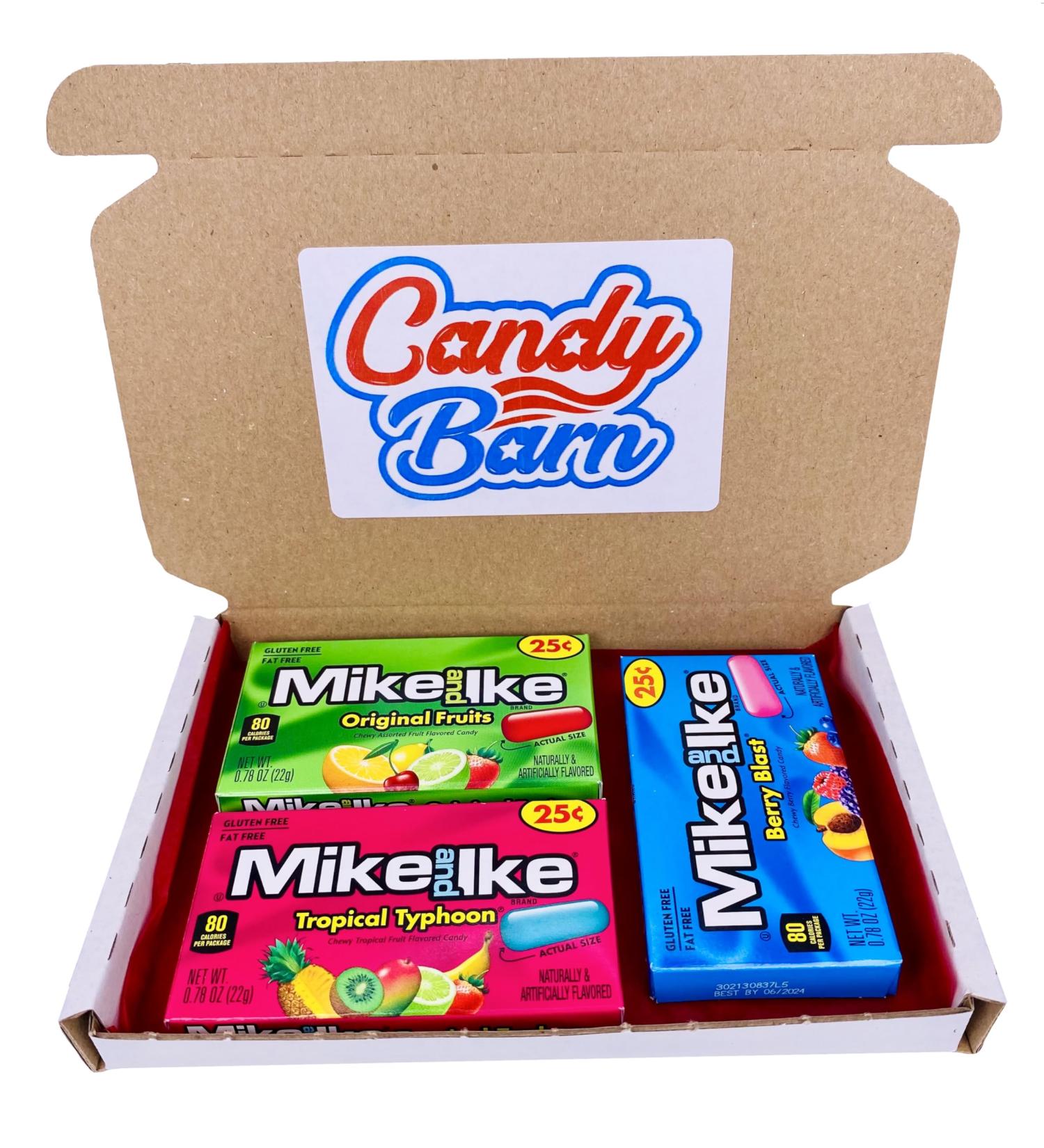 Mike and Ike Sweets Minis Gift Box Hamper American Candy Chewy Fruit Flavoured Sweet - Original - Berry Blast - Tropical Typhoon
