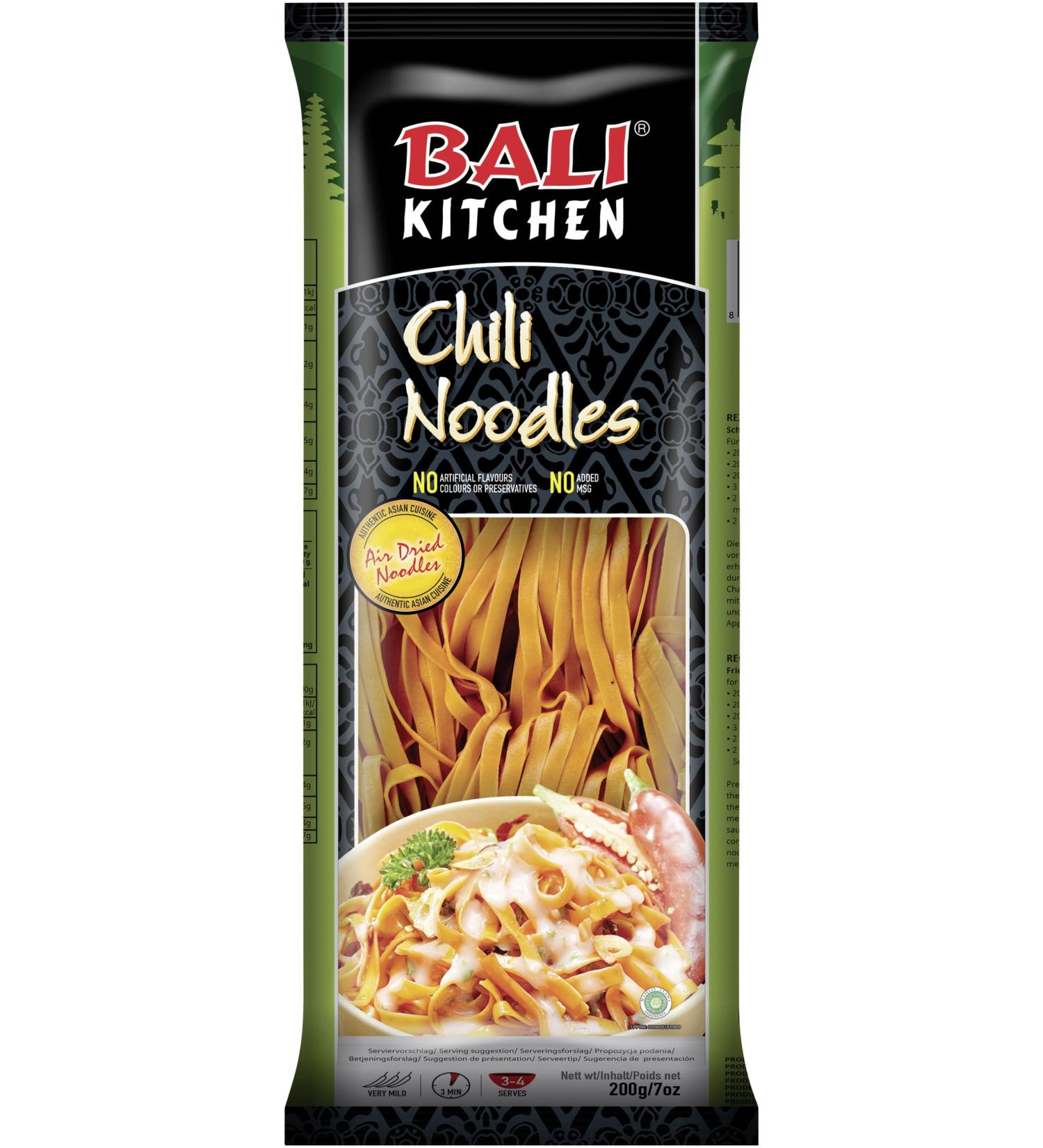 BALI KITCHEN Chili Noodles 200g - Authentic Spicy Noodle Pack for Global Shipping - Buy Online on GoSupps.com