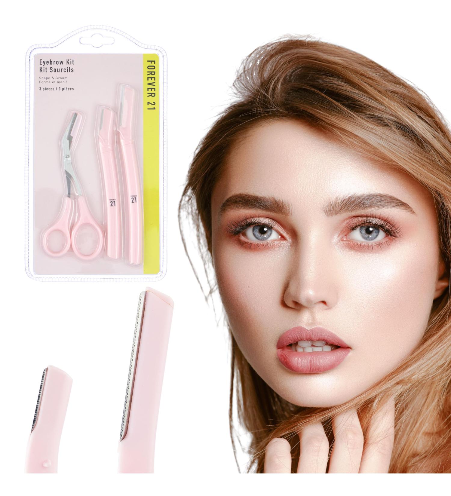 Forever 21 Eyebrow Kit - 3pc Precision Shaping Razor Set | Black Eyebrow Trimmer & Grooming Scissors for Women - Buy Online on GoSupps.com