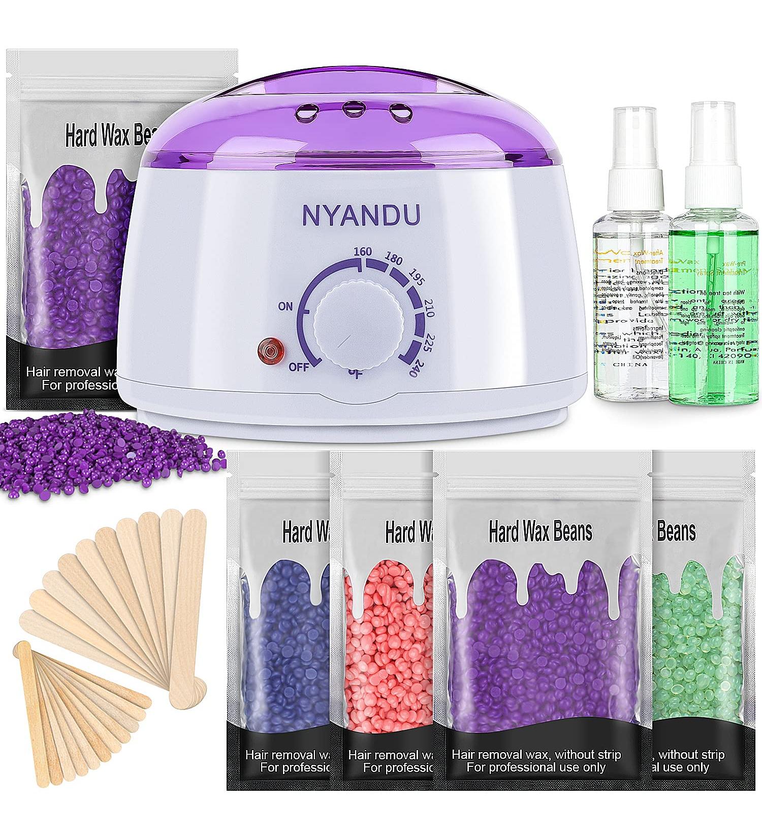 NYANDU Waxing Kit for Women Men - 17.6 oz Wax Beads (5 Packs) - Professional Hard Wax Kit for Coarse Hair Removal - Ideal for Facial, Eyebrow, Legs, Armpit, Bikini, Brazilian - Home Wax Machine - Buy Online on GoSupps.com