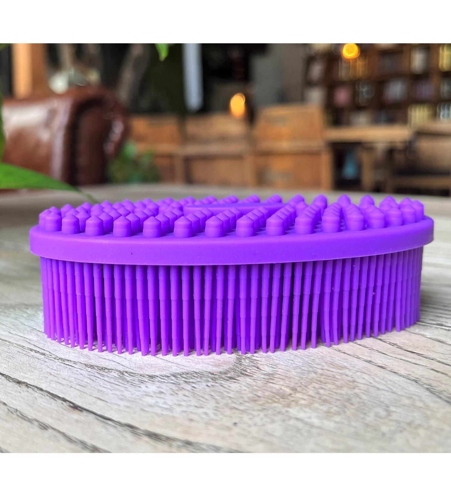 Premium Soft Silicone Sensory Brush for Kids with Autism - 2-in-1 Body Scrubber for Sensory Room & Occupational Therapy - Oval Purple - Buy Online on GoSupps.com