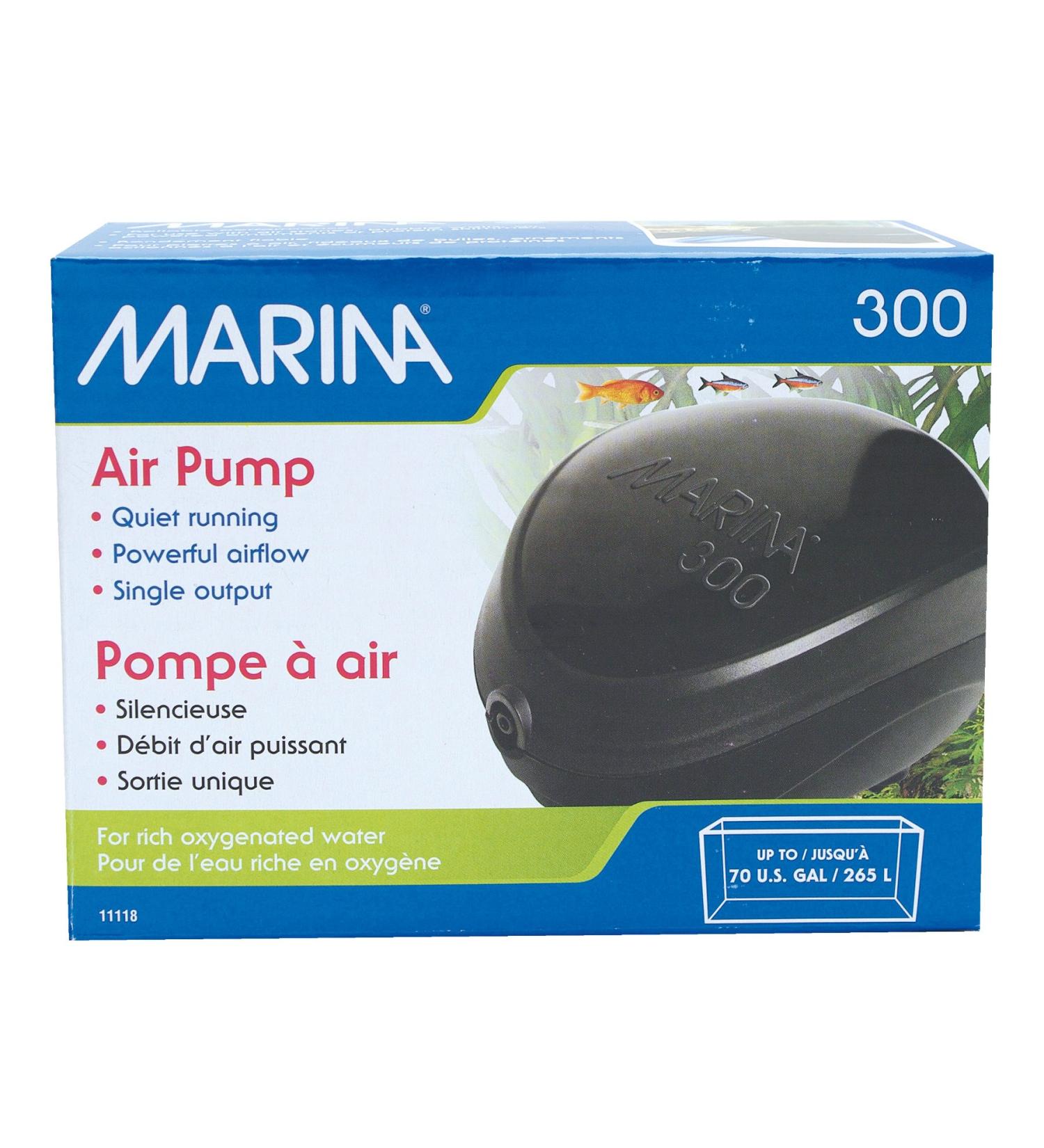 Marina 11118 Aeration Pump 300 for Aquariums up to 265L - Optimal Air Pump for Healthy Fish & Aquatic Life - Buy Online on GoSupps.com
