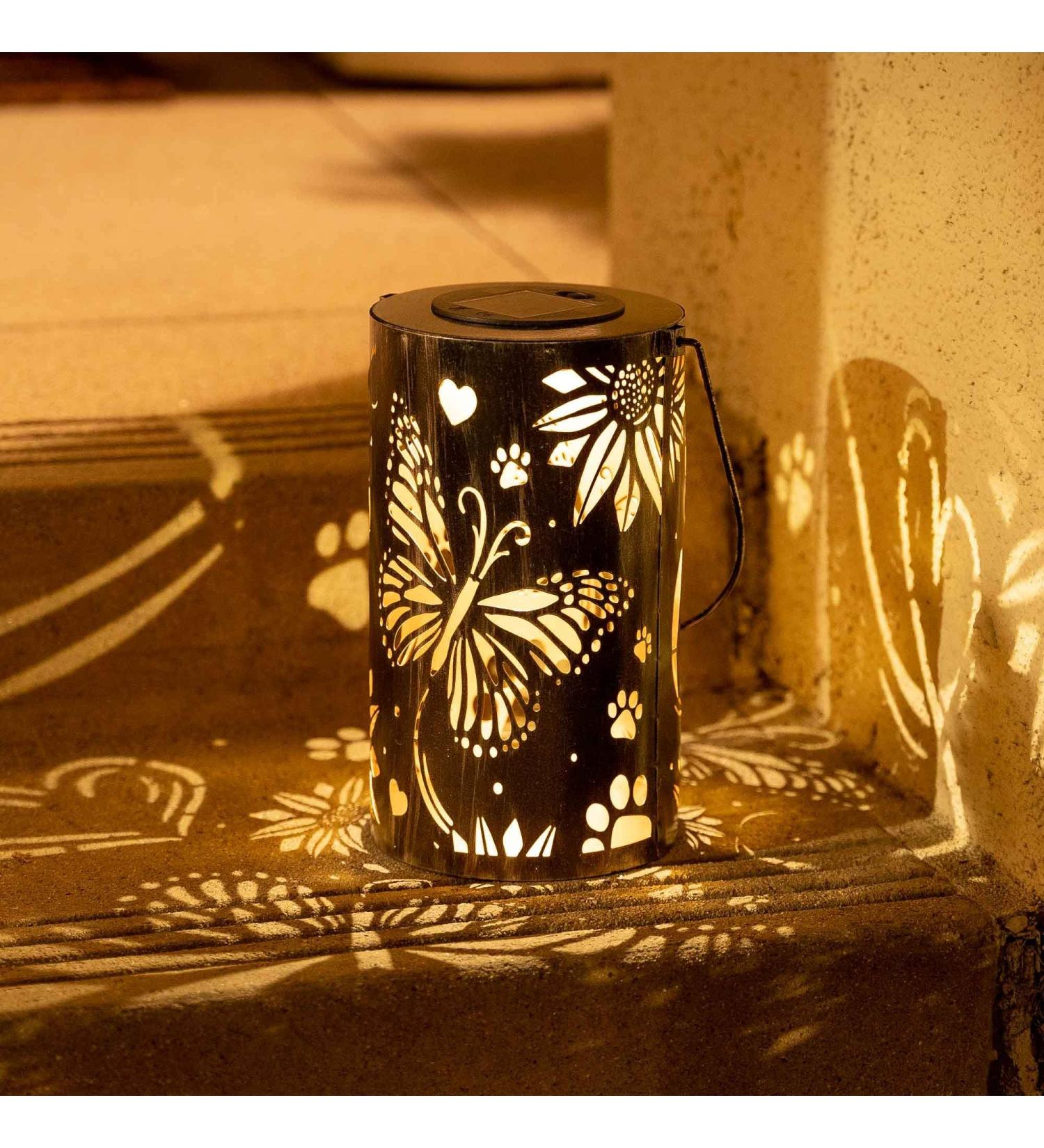iHeartDogs Artisan Shadow Solar Lantern - 'Butterflies & Paws' Pet Memorial Gift - Honoring Your Departed Pet by Feeding 7 Shelter Pets - Buy Online on GoSupps.com