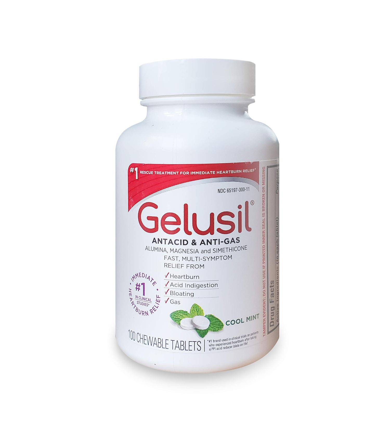 Gelusil 100ct Cool Mint Tablets for Heartburn, Acid Reflux & Gas Relief - Buy Online on GoSupps.com