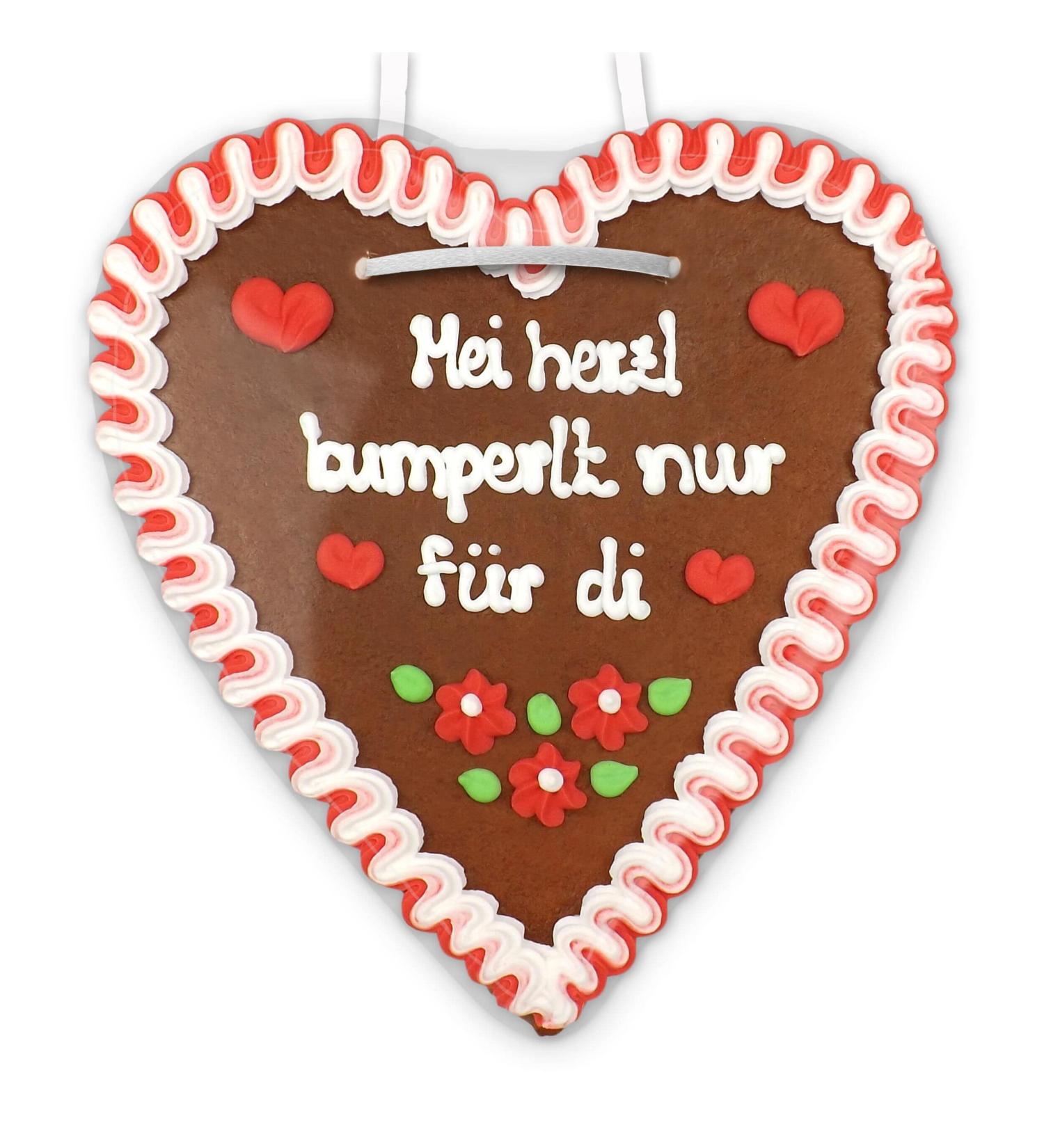 Mein Herzl bumperlt only for di - gingerbread heart big - love greetings on gingerbread heart - gift ideas for girlfriend and friend for Valentine's Day