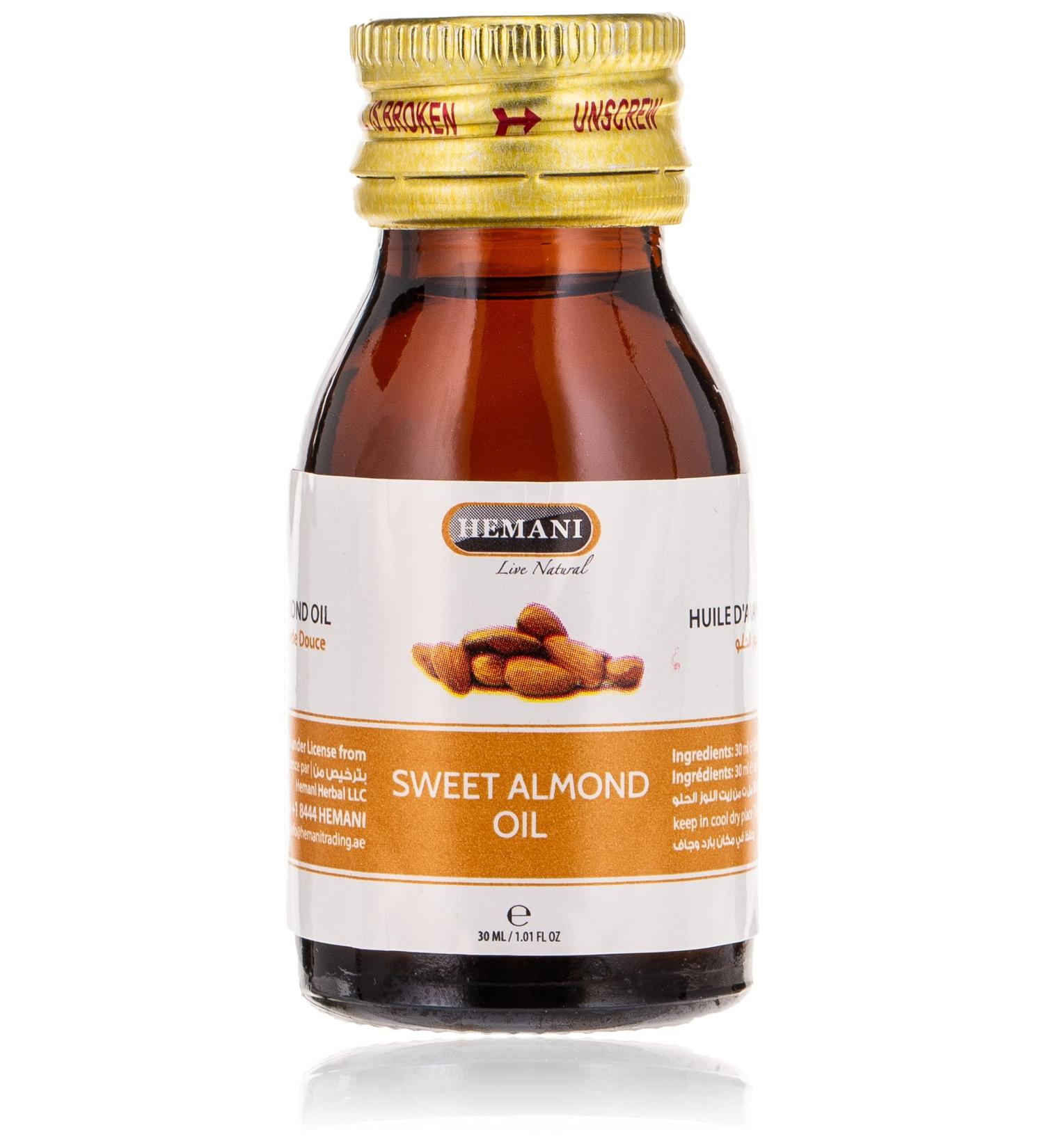 Hemani Sweet Almond Oil 30ml Aceite de Almendra Dulce - 100% Pure & Natural Great for Skincare & Haircare