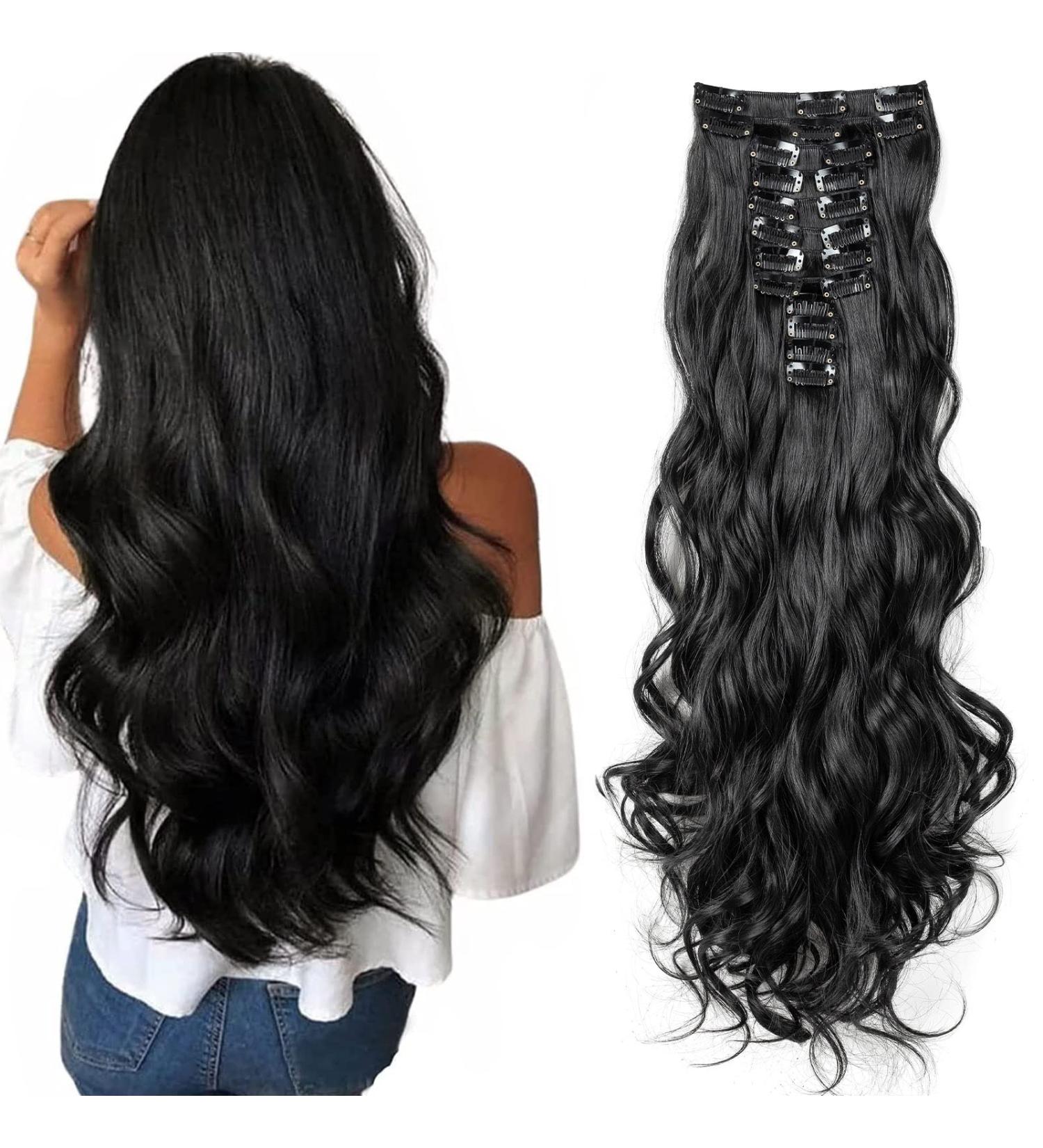 Buy 22-Inch Clip-In Hair Extensions - Natural Black Thick & Curly | 180g Synthetic Hair for Women - Buy Online on GoSupps.com