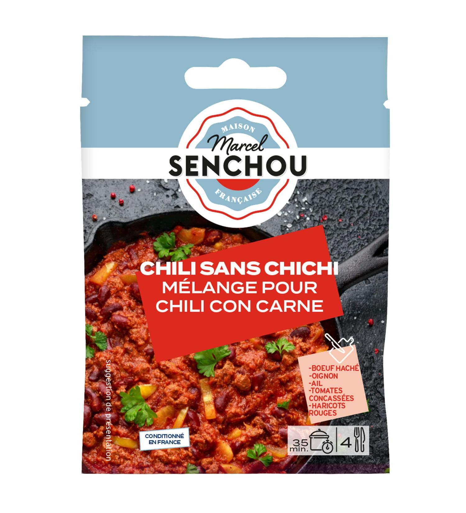 MARCEL SENCHOU - Chili without Chichi - Chili Con Carne Blend - Semolina Onion Dehydrated Tomato Paprika Black Pepper Oregano Parsley - 18 g - Buy Online on GoSupps.com