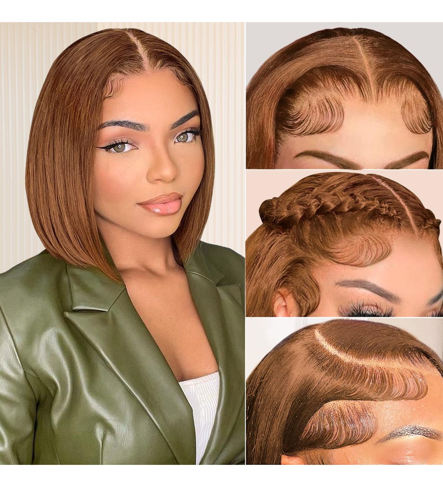 Eyefanniy Brown Bob Human Hair Wig 10 Inch 150% Density HD Lace Front | Short Bob Wig for Black Women - Buy Online on GoSupps.com