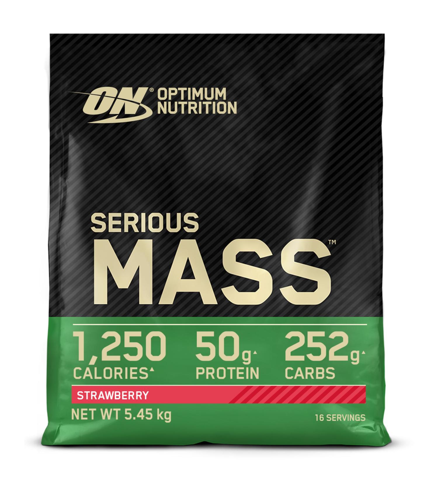Optimum Nutrition Serious Mass Protein Powder with Creatine Glutamine 25 Vitamins and Minerals Strawberry Flavour 16 Servings 5.45KG Strawberry 16 Servings (Pack of 1) - Buy Online on GoSupps.com