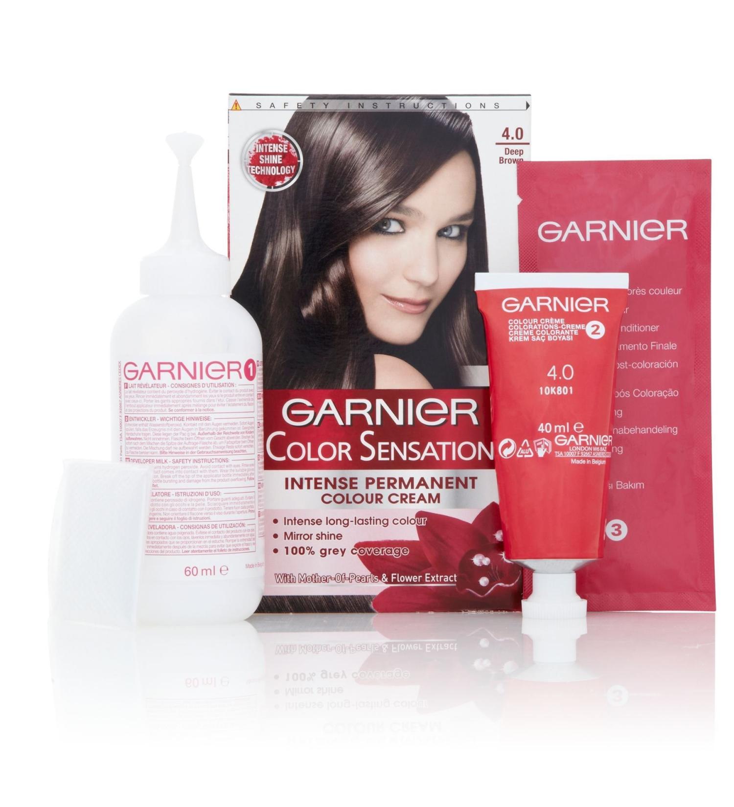 3 x Garnier Color Sensation intensive permanent coloring cream 4.0 Deep Brown