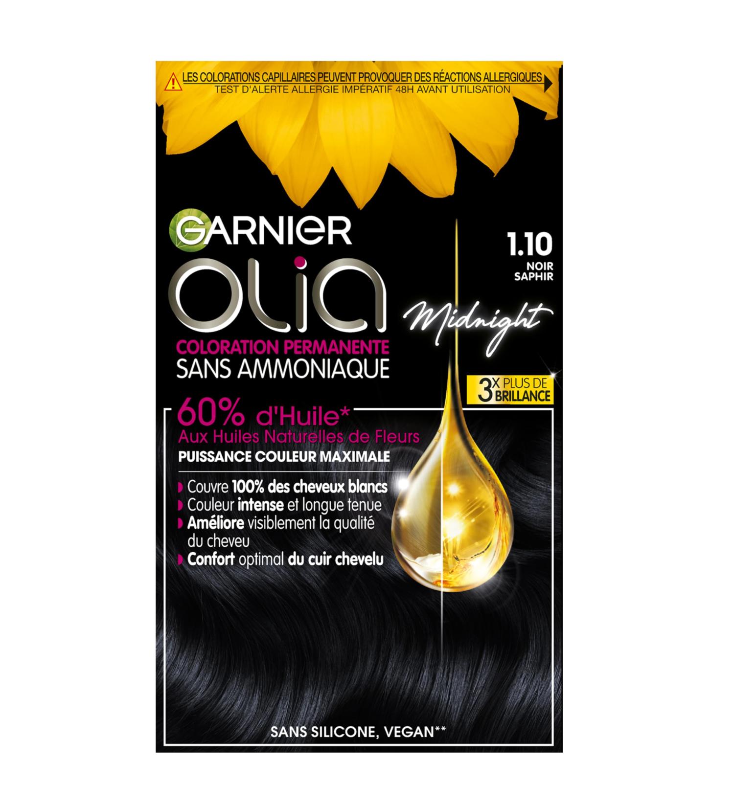  Garnier Garnier Olia Permanent Hair Dye Ammonia-Free Natural Flower Oils Sapphire Black (1.10) - Buy Online on GoSupps.com