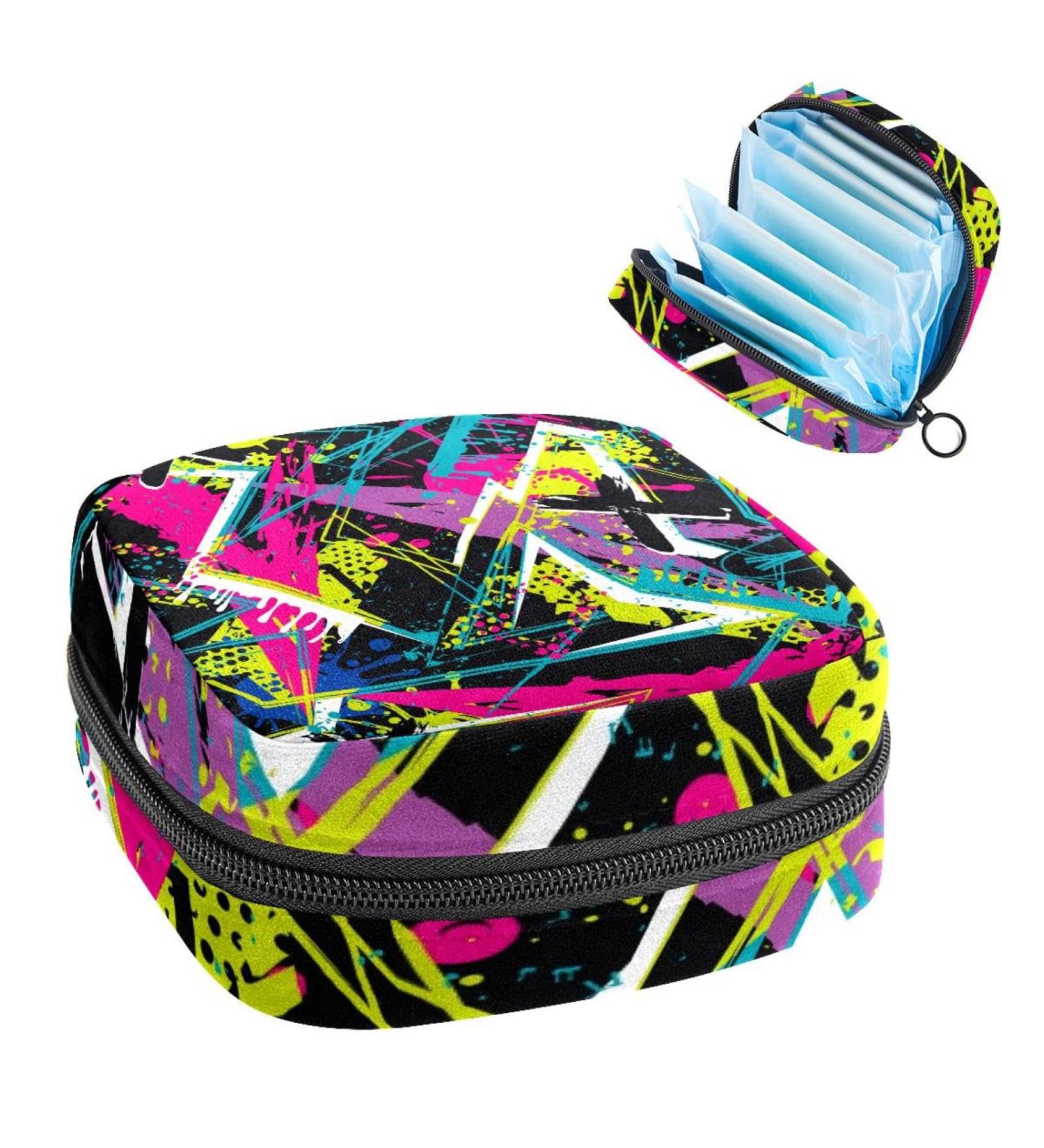 Abstract Geometric Period Bag - Sanitary Napkin Storage & Travel Makeup Pouch - Buy Online on GoSupps.com