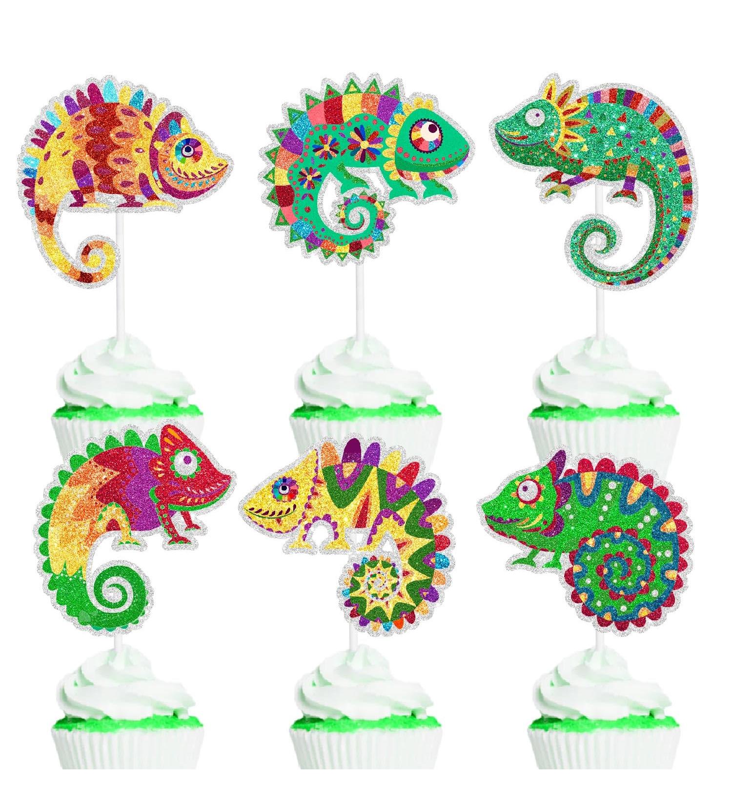 Kid's Reptile-themed Happy Birthday Cupcake Toppers 18-PC Set - This is a great lizard-themed birthday party baby shower party or reptile-themed party decoration for boys and girls - SugarGera - Buy Online on GoSupps.com